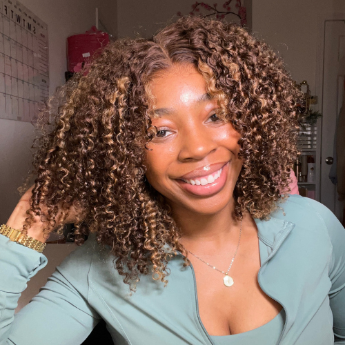 CurlyMe Hair Blonde Ombre Kinky Curly Glueless Wig