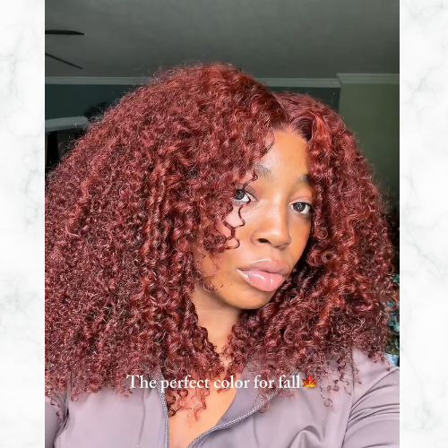 UNice Reddish Brown Kinky Curly Glueless Wig