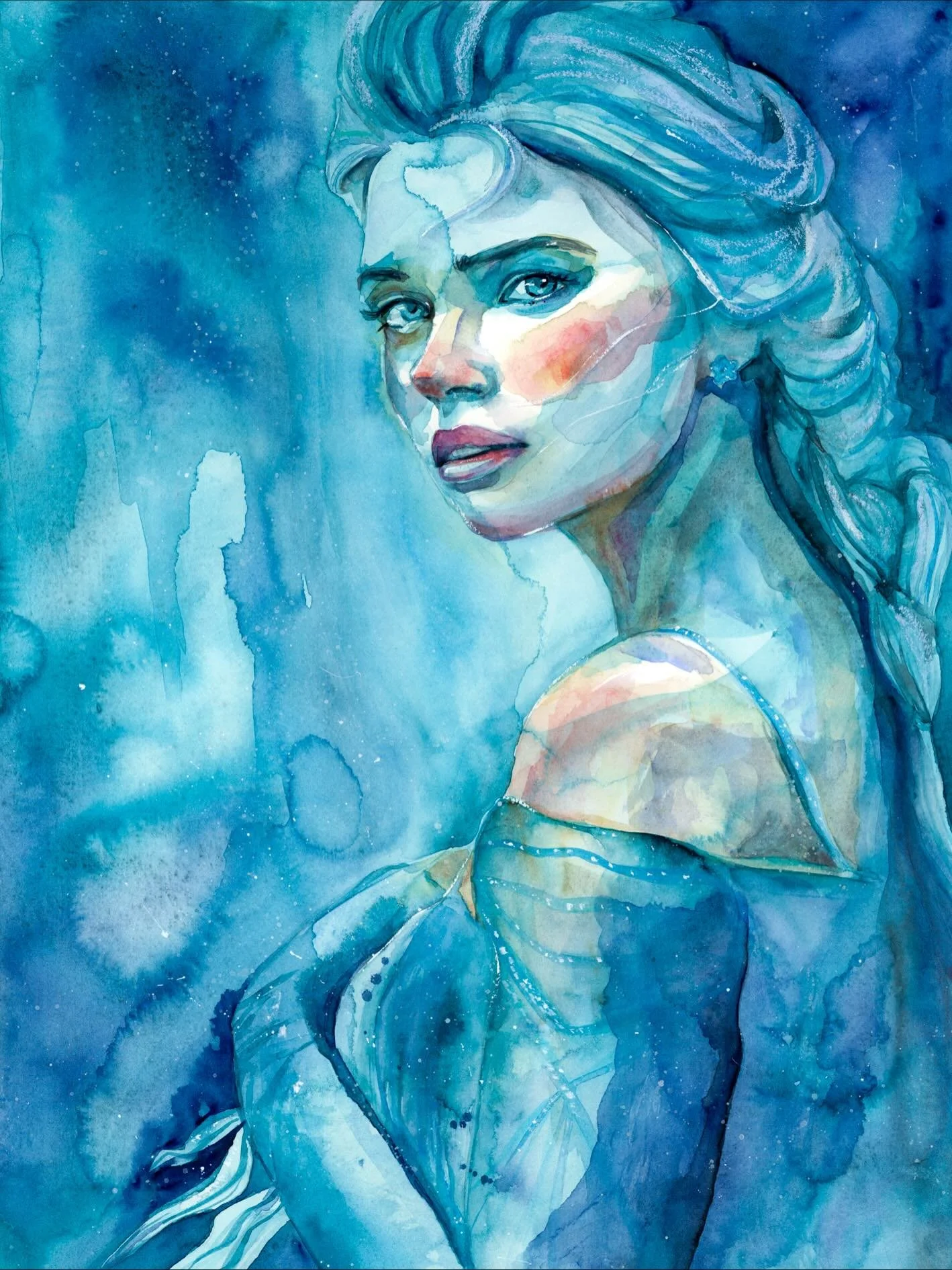 This winter, I painted Elsa &mdash; but perhaps I&rsquo;ve been painting her all along. ❄️

In 2023 and 2024, I painted Perchta, the winter witch of German folklore &mdash; mysterious, protective, and quietly powerful. 
Only now do I see how she conn