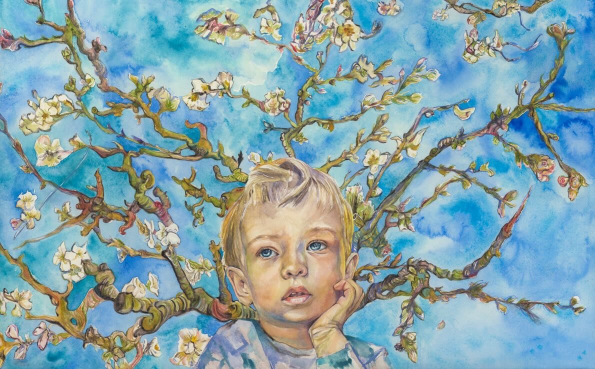 Child Blossom

A reflection on watching our children grow.
offering gentle paths, yet trusting them to find their own way.

Inspired by Van Gogh&rsquo;s Almond Blossoms, originally painted to celebrate new life, this painting honors growth, hope, and