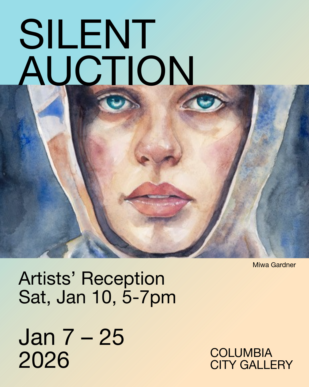 Columbia City Gallery 16th Silent Auction, Columbia City Gallery – Seattle, WA
January 7 – 25, 2026
Works shown: Echo Run; How Much More Pain; Something’s Wrong; Grace
Artist Reception: January 10, 5–7 PM (open to the public)