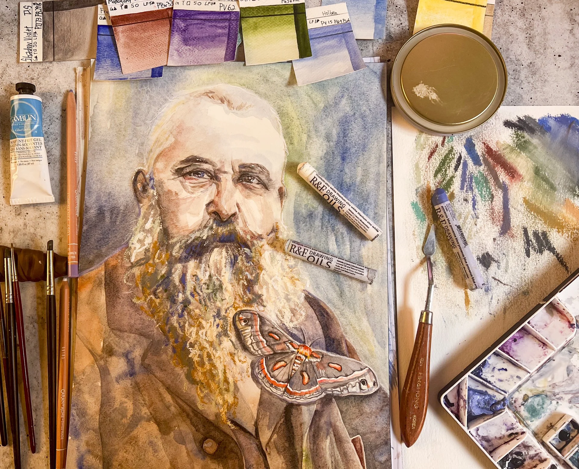 Reimagining Monet: What I Learned Mixing Watercolor and Drawing Oils