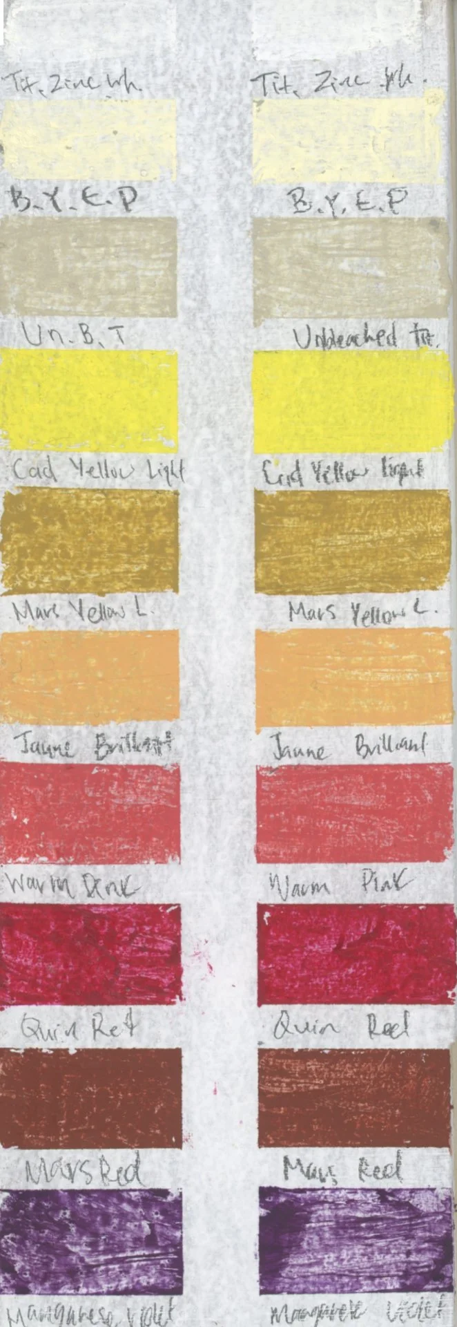 Drawing Oils Lightfast Test – Baseline (Yellows–Violets) – 2026-07-07.jpg