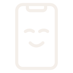 Icon of a smartphone with a smiling face.