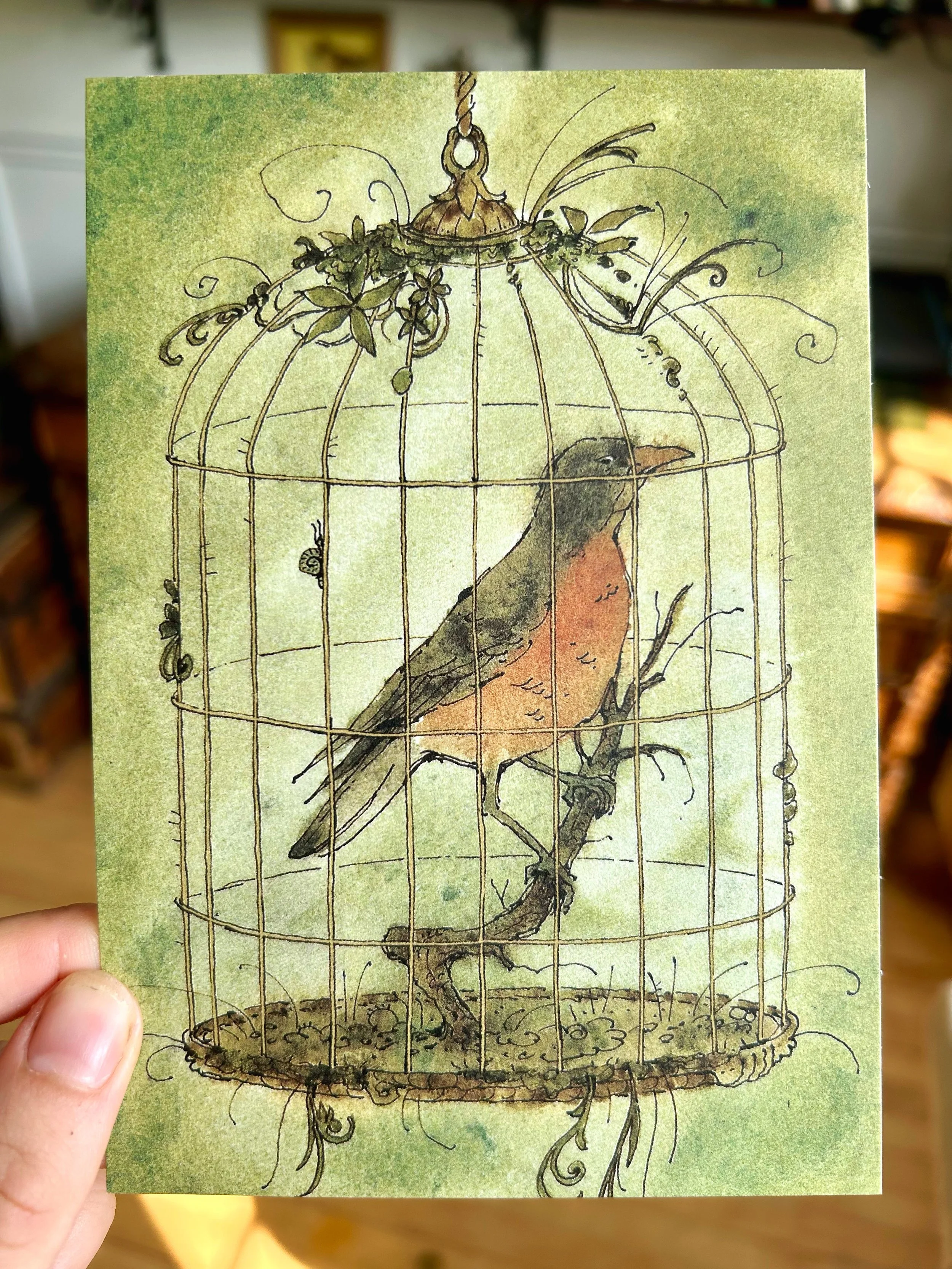 A Caged Bird Postcard