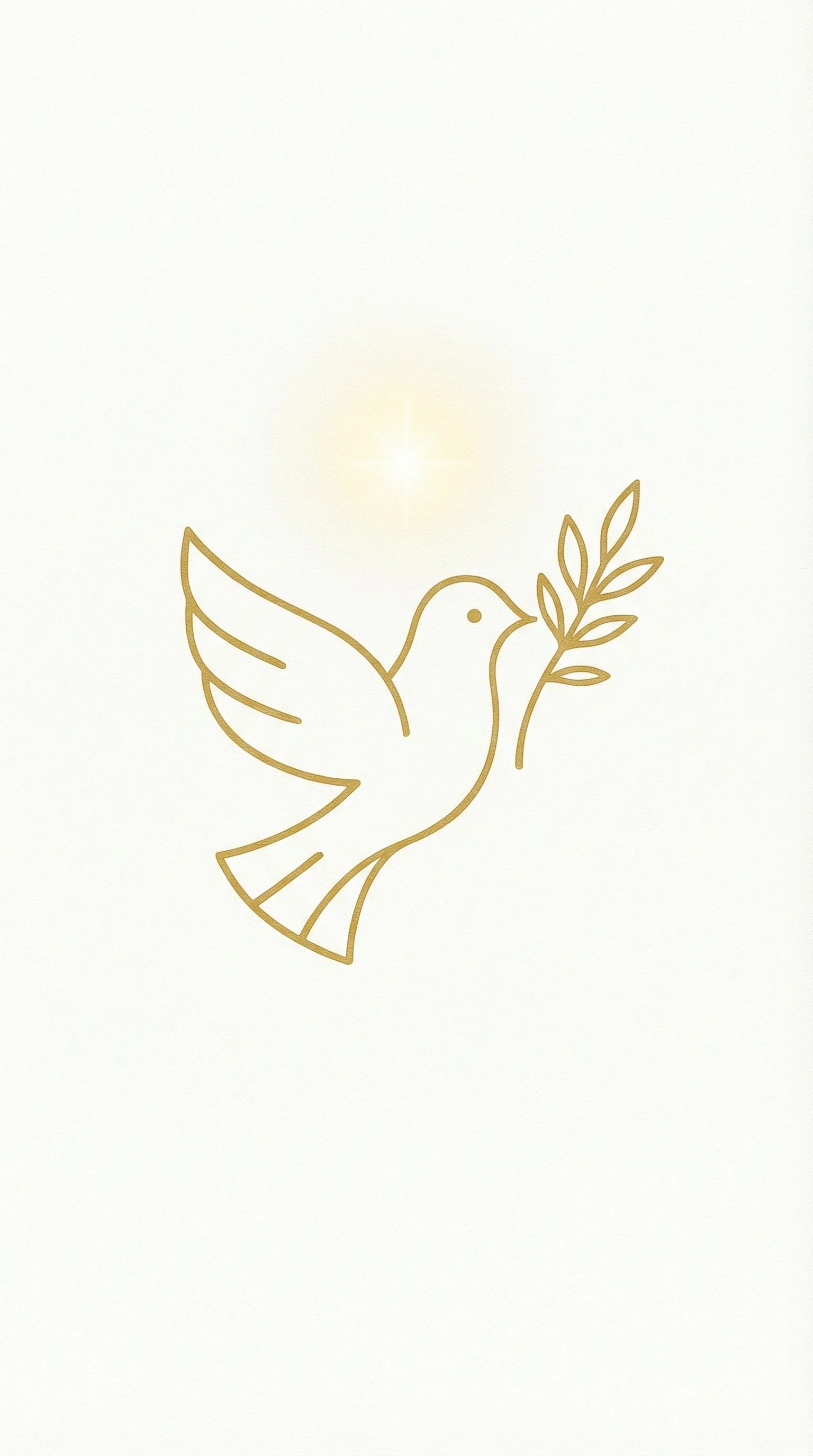 A golden line-art illustration of a dove holding an olive branch, symbolizing peace, rescue, and the Holy Spirit.  Used in the “Final Invitation” post to reflect hope and salvation after the rapture.
