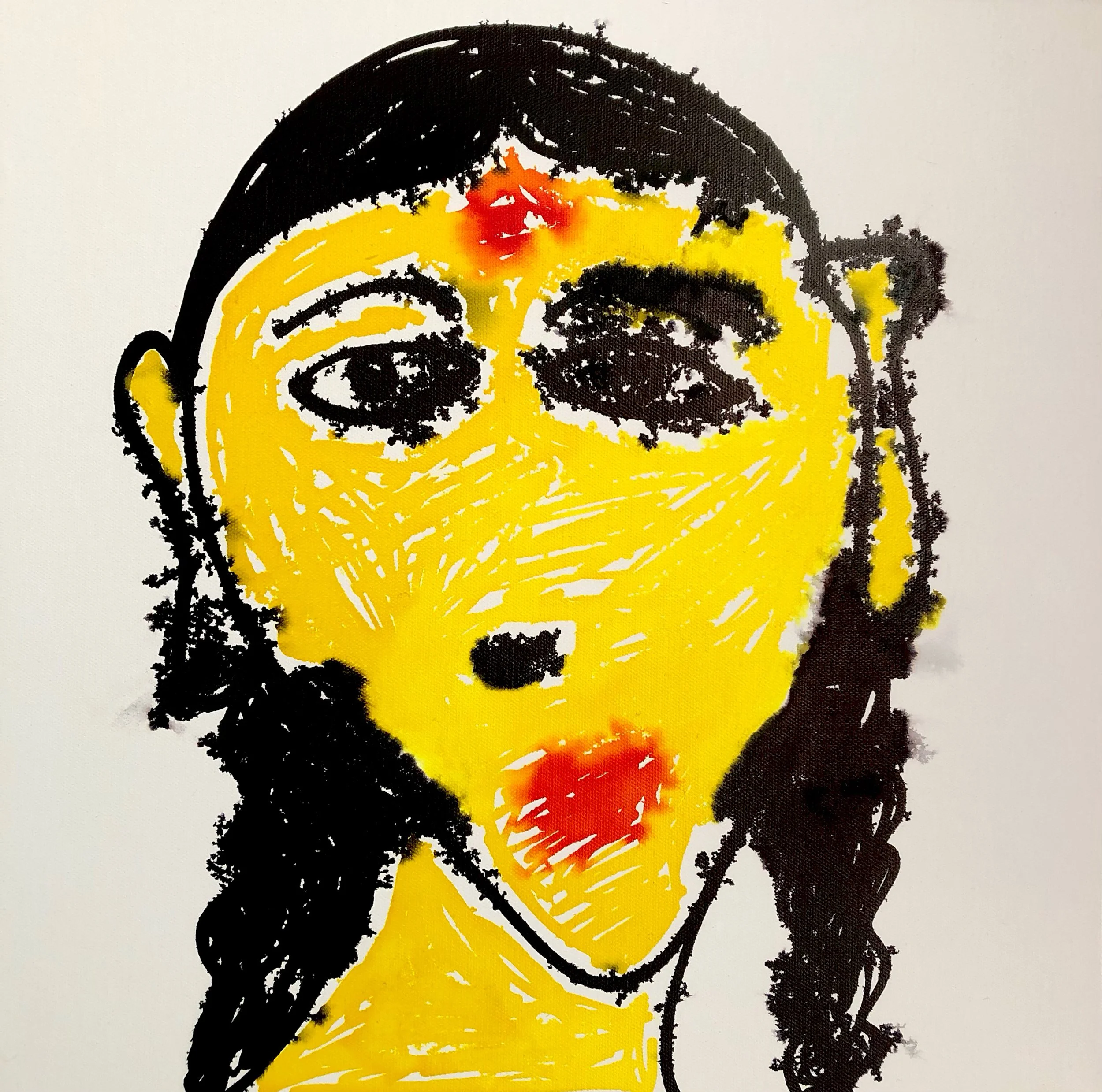 Title: Manjari bhava 1, 2025 , Medium: Ink on Canvas , Dimensions: 16 inches x 16 inches.