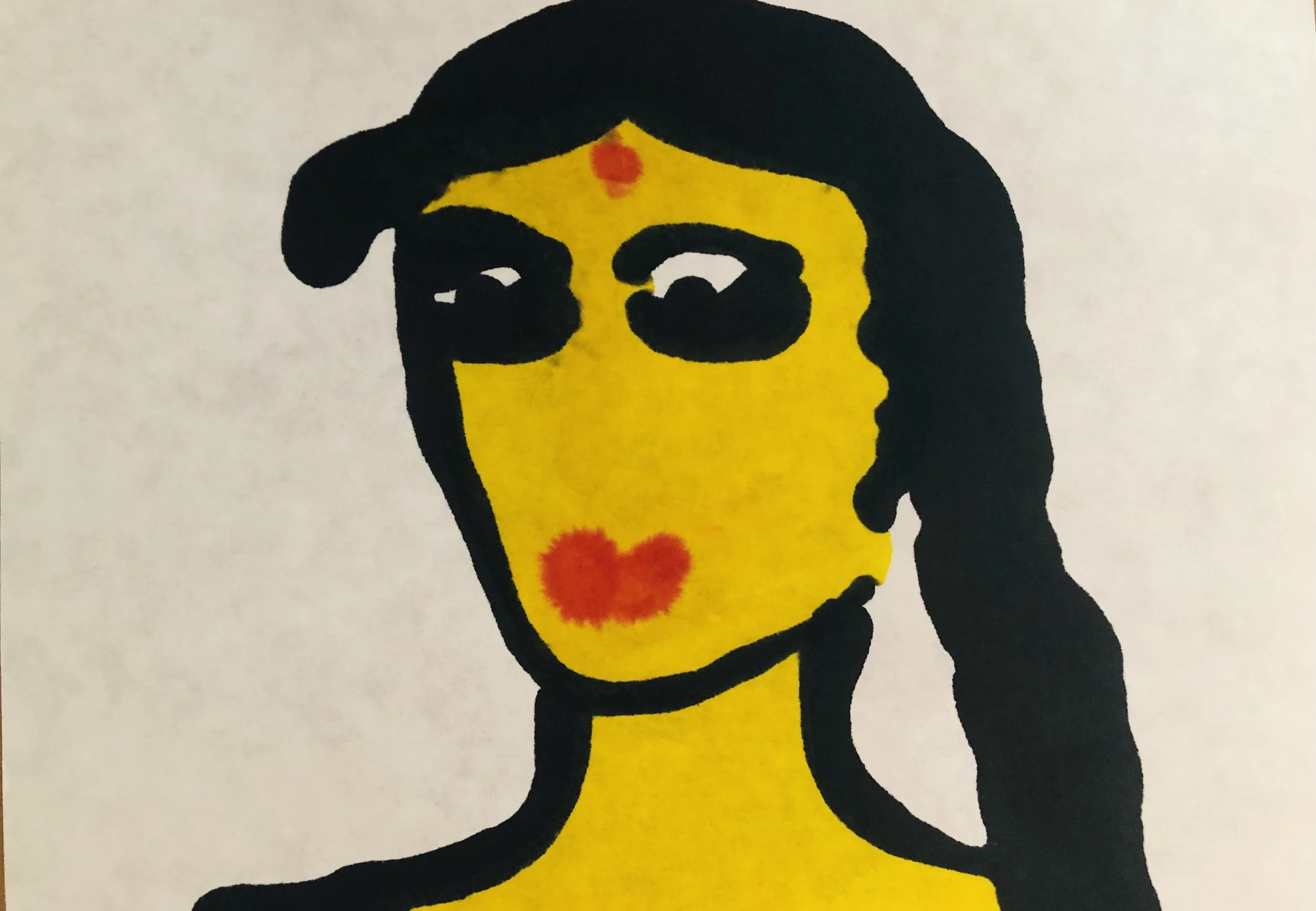 Title: Gopi bhava 2, 2025 , Medium: Ink on Rice paper , Dimensions: 8.27 inches x 11.69 inches.