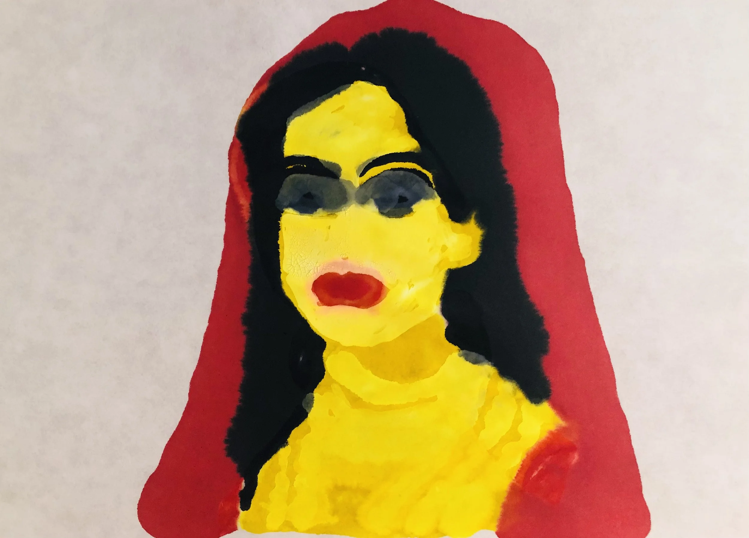 Title: Gopi bhava 1, 2025 , Medium: Ink on Rice paper , Dimensions: 8.27 inches x 11.69 inches.