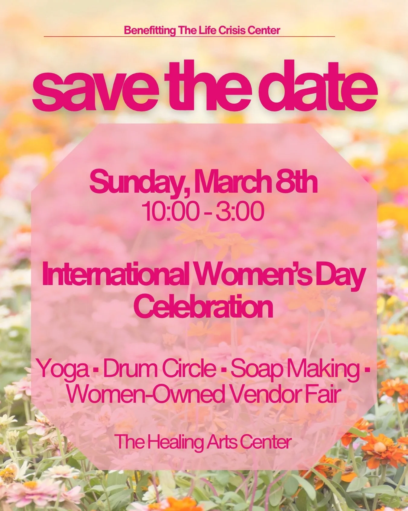 Save the Date for our first International Women&rsquo;s Day Celebration💓

🗓️ Sunday, March 8th from 10-3
📍 The Healing Arts Center

Browse local women-owned shops, move your body, learn a new skill, and celebrate the power of women in community 🧘
