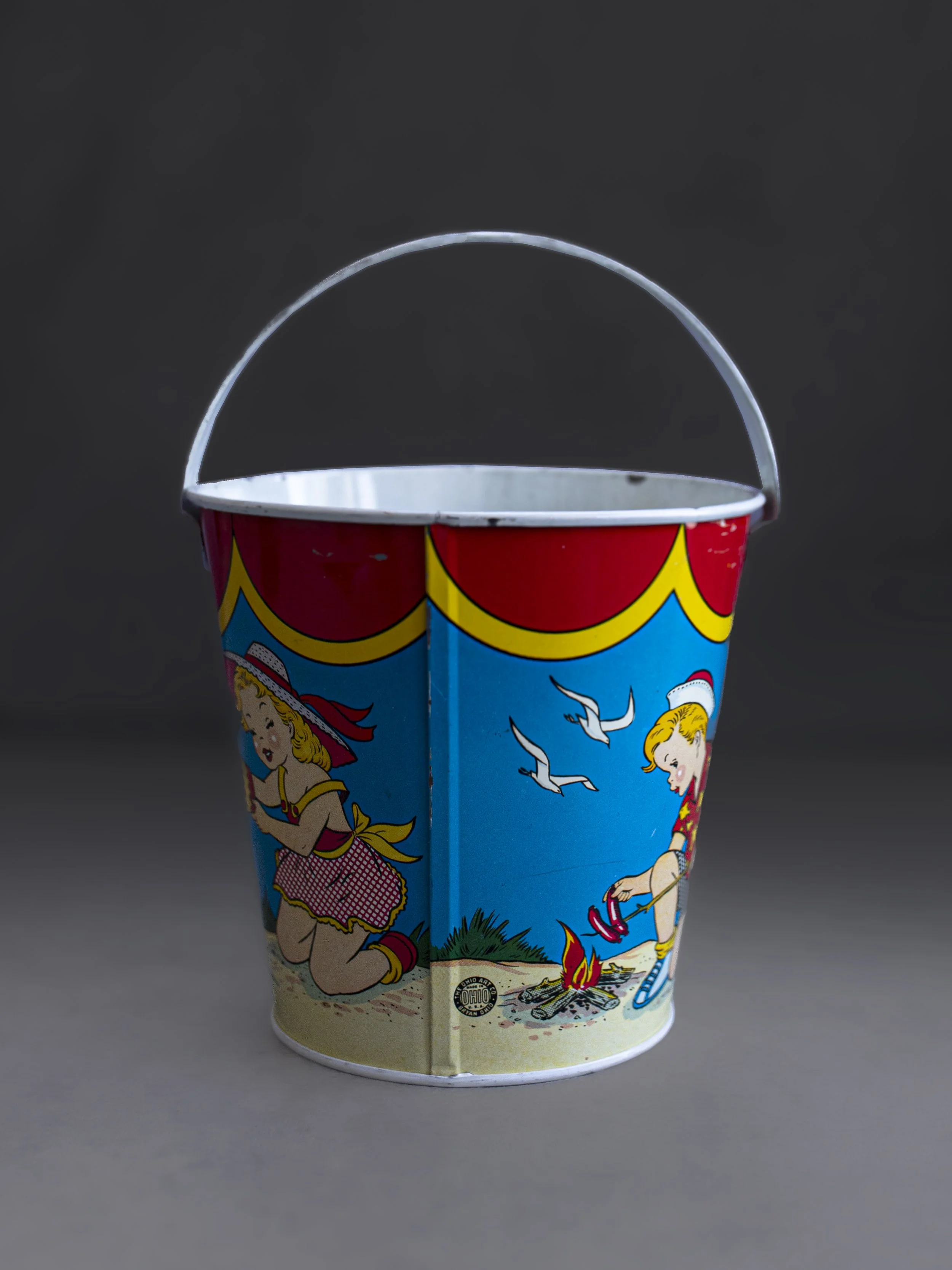 Tin Litho Sand Pail "Beach Party/ Weiner Roast" by OHIO ART 3
