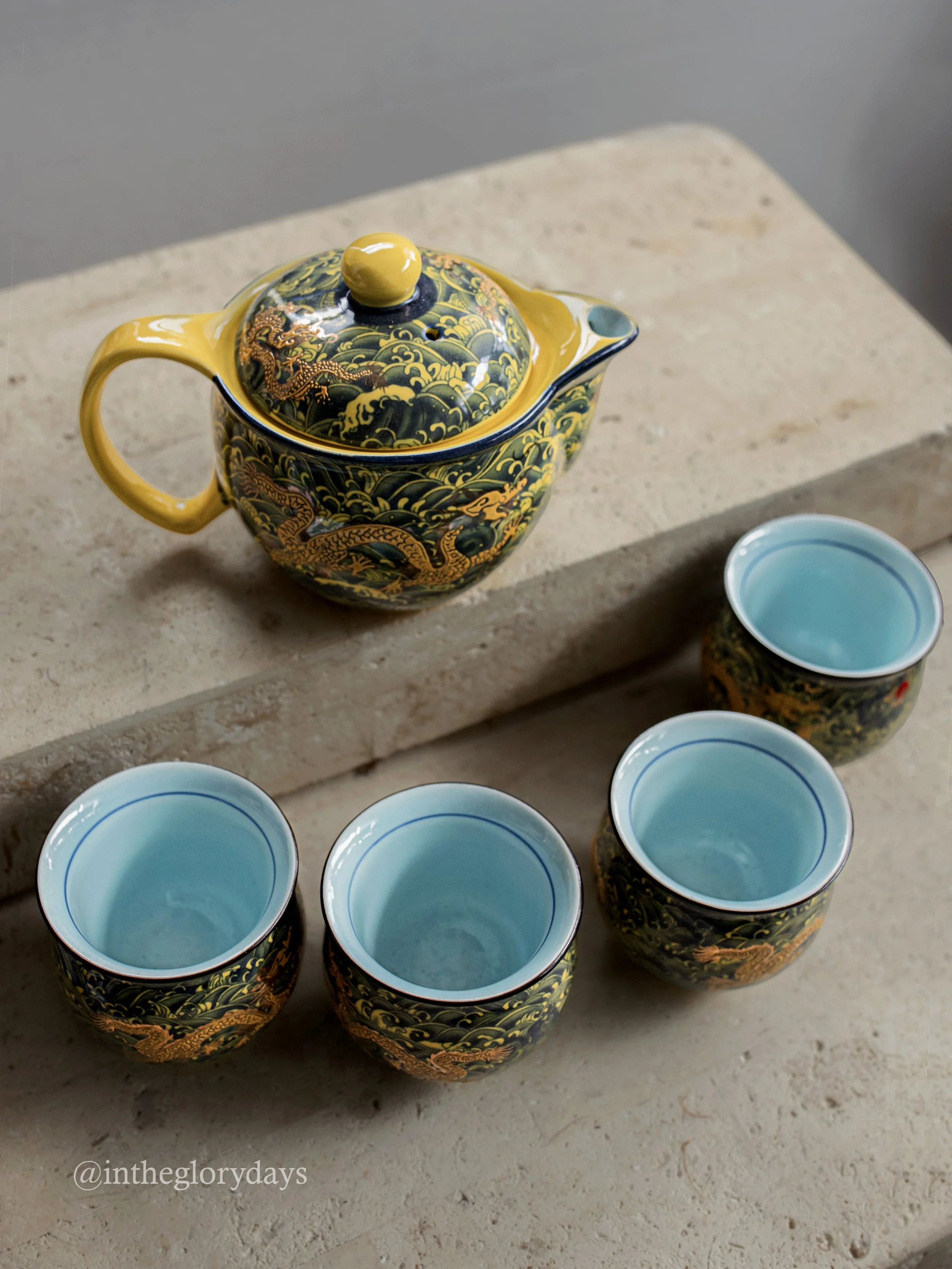 Jingdezhen Decai Porcelain Dragon Tea Set