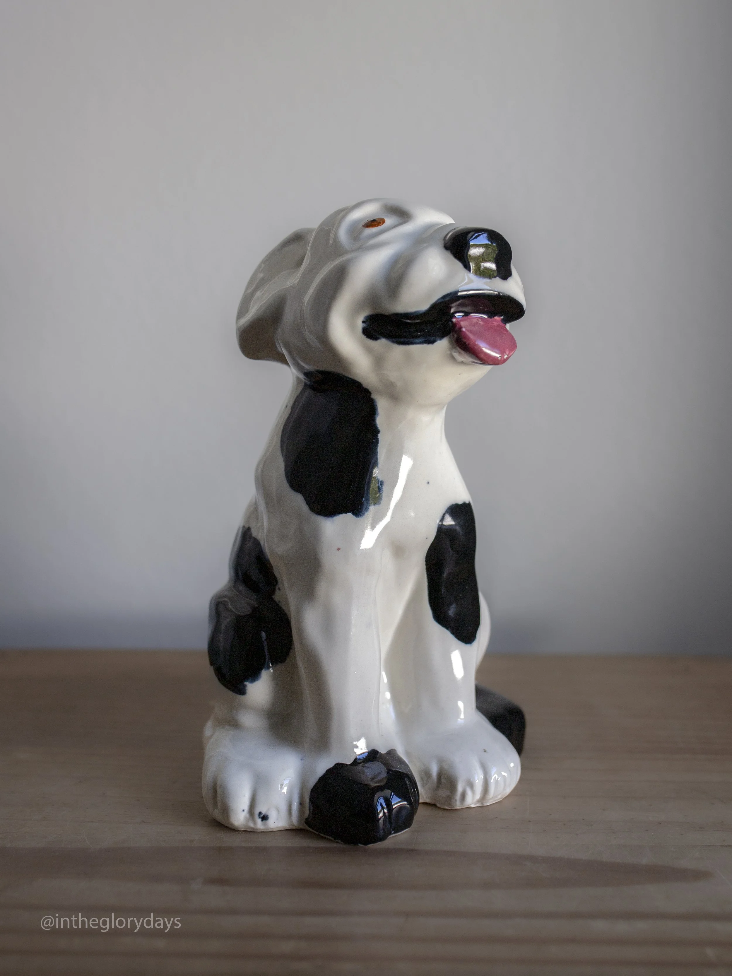Hand-Painted Dalmatian Dog Figurine Pottery