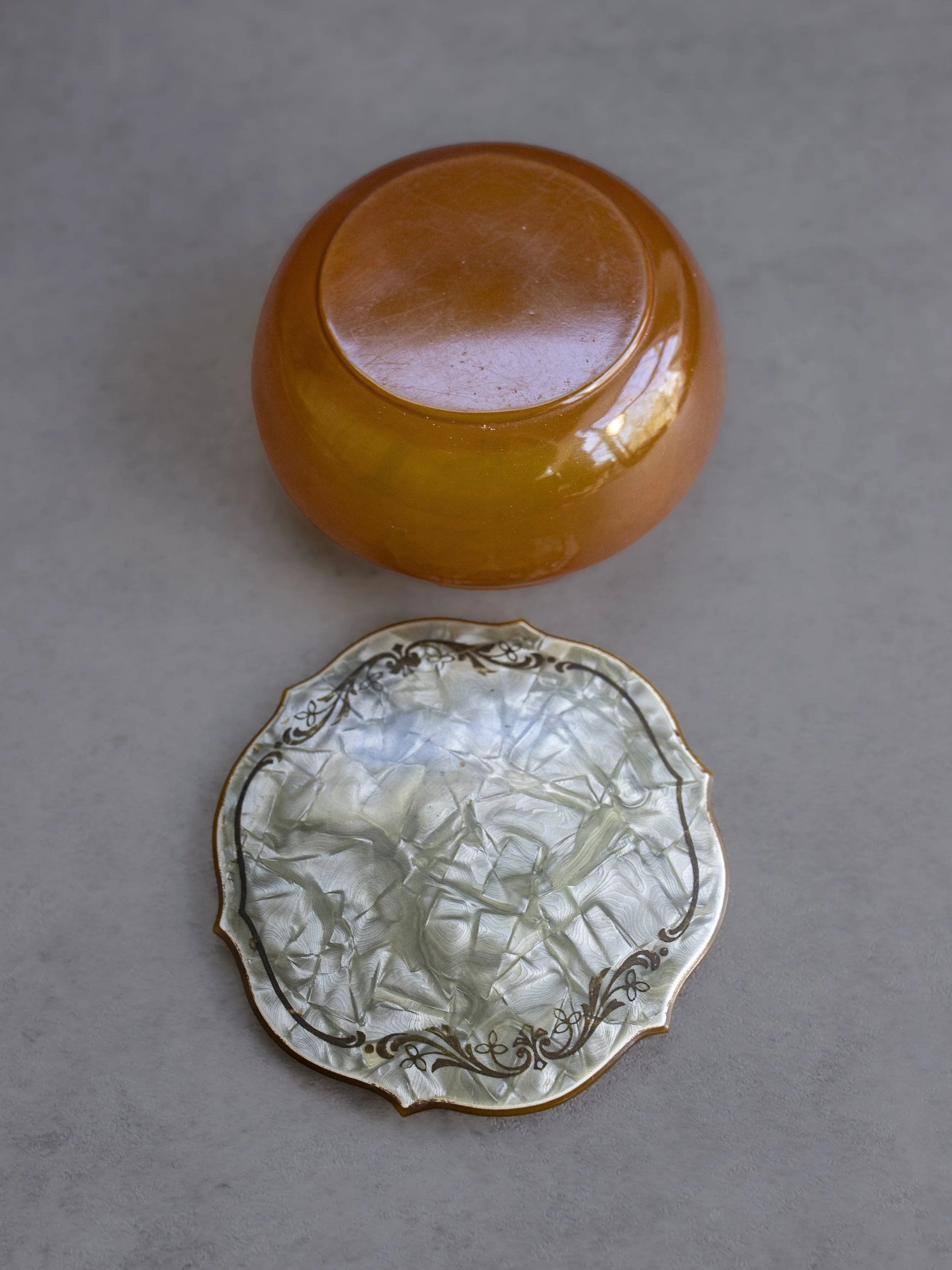 Art Decor Celluloid Vanity Trinket Jar 1920s