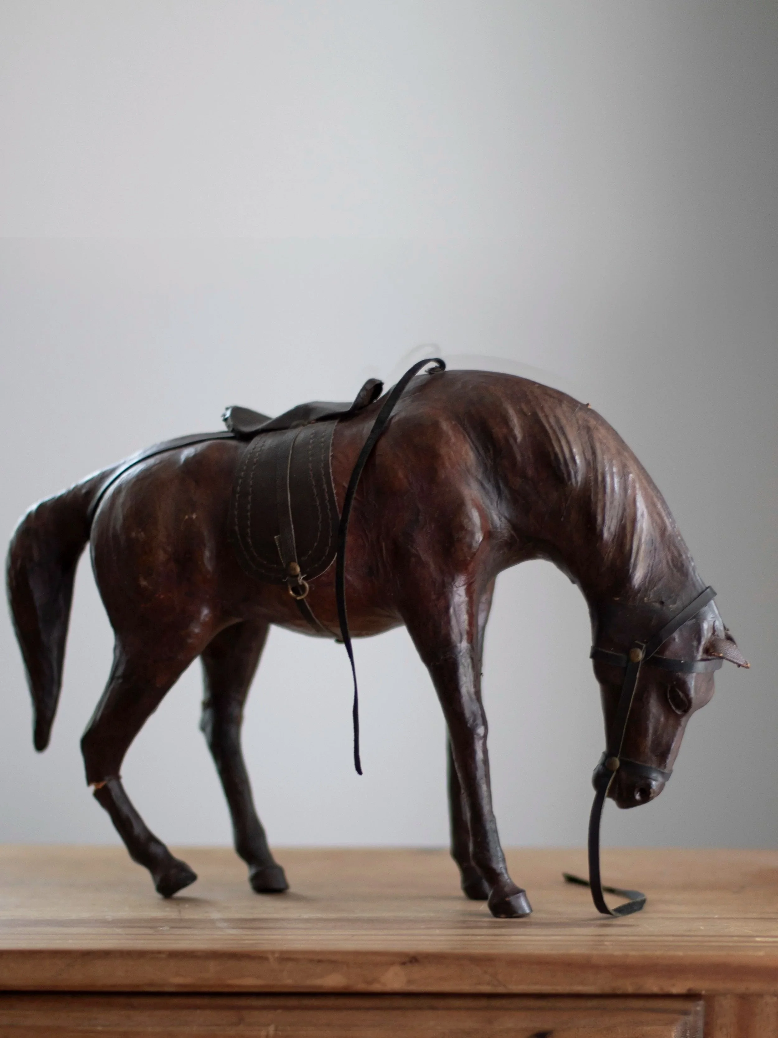 Leather-Wrapped Equestrian Horse 14" Statue