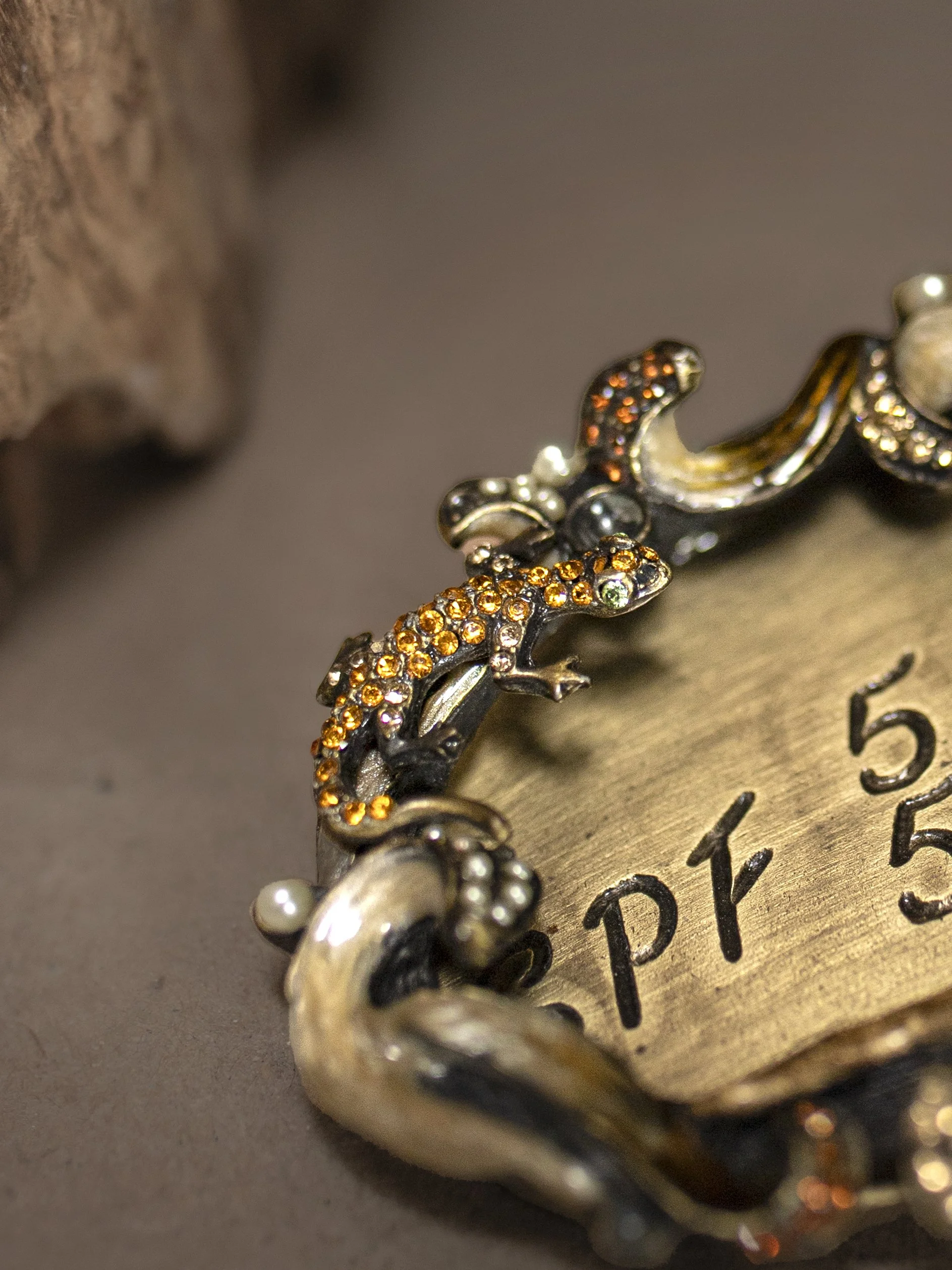 Close Up Jay  Strongwater Salamanders Pearls & Vines Jeweled Photo Fame