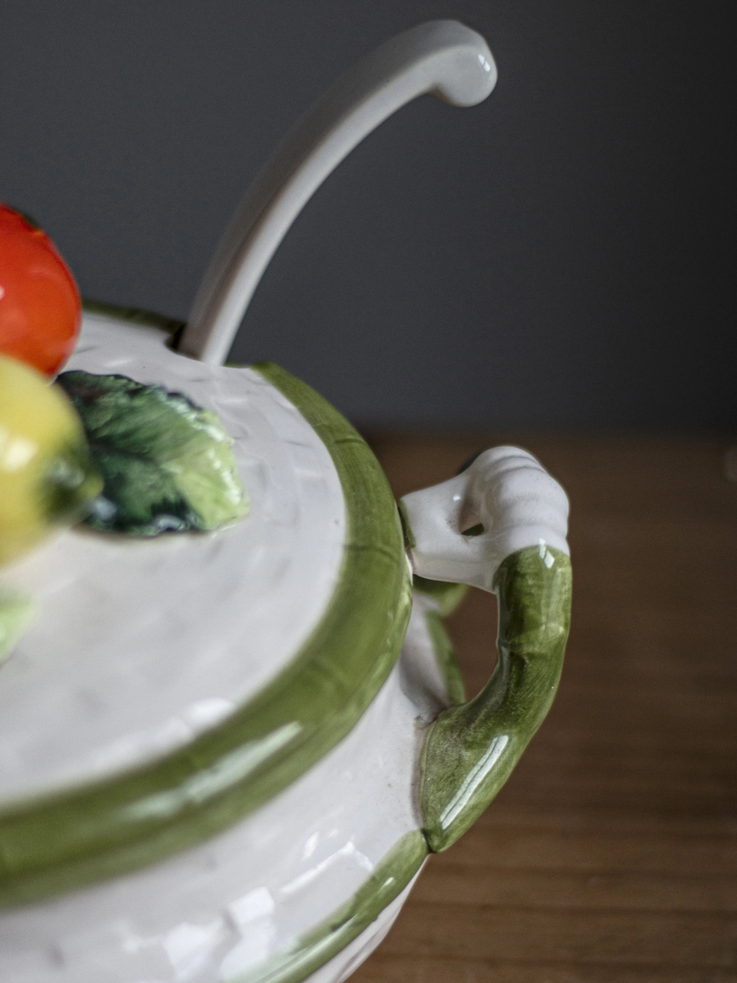 Close Up Italian Majolica Fruit Basket Soup Tureen