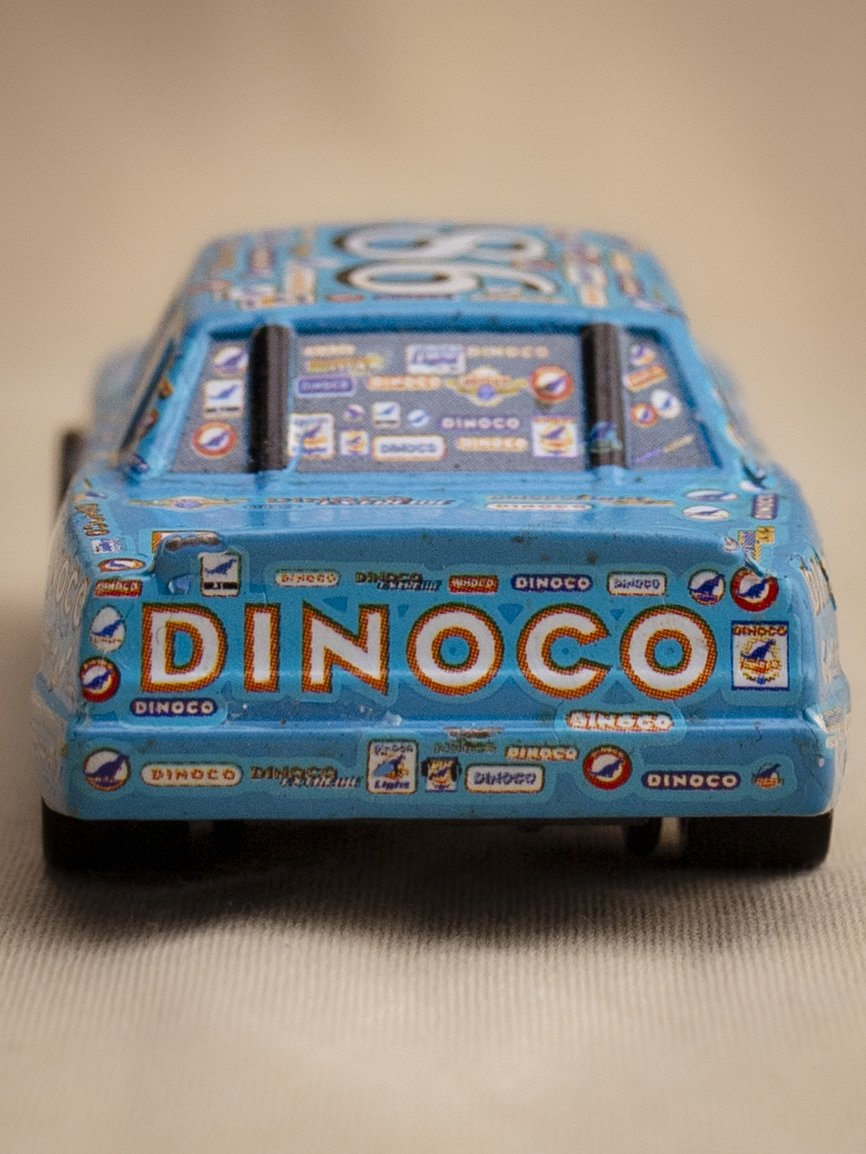 Piston Cup Dinoco Chick Hicks Ultra Rare Variant Full Sponsor Stickers Close-up