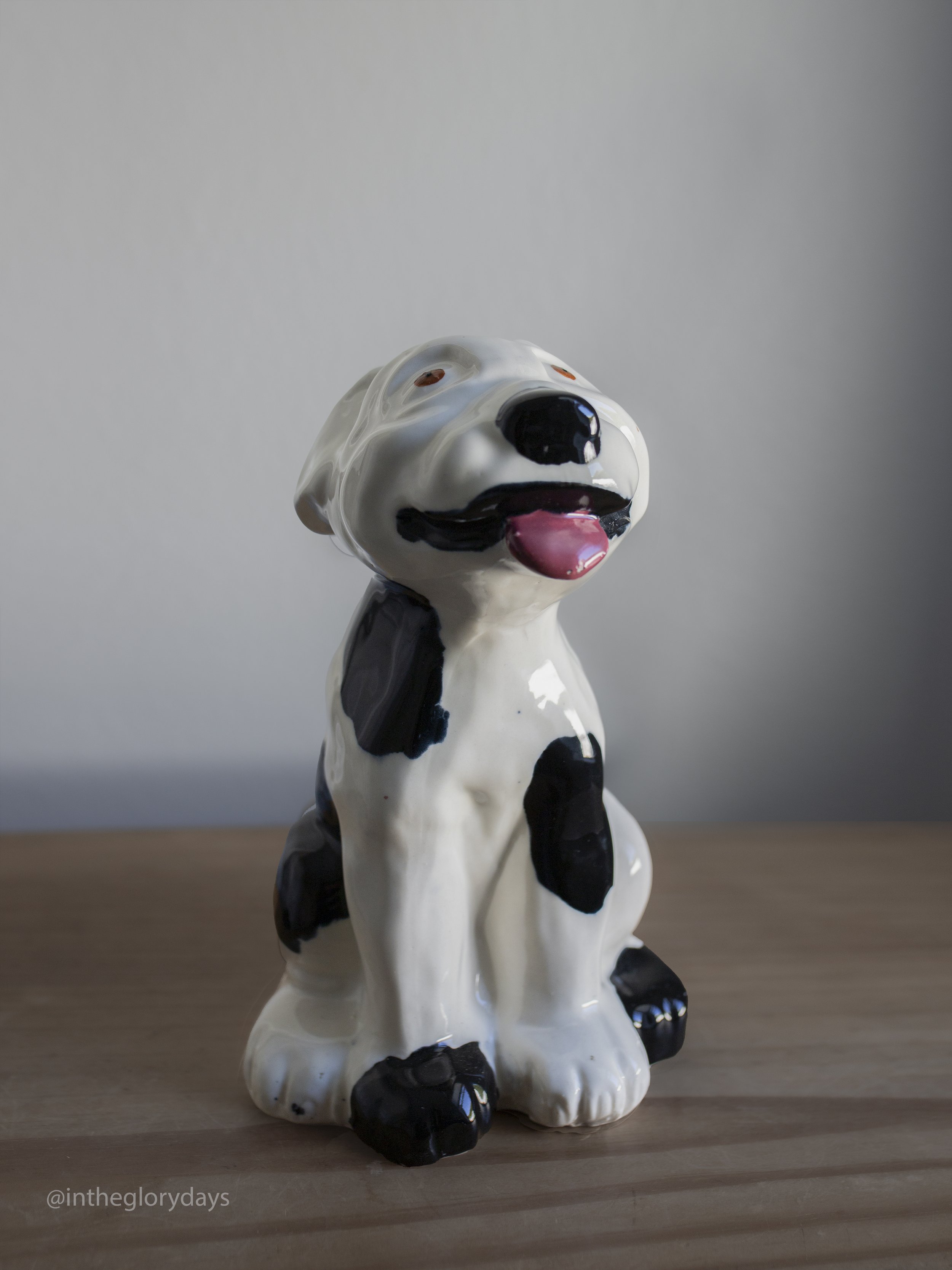 Hand-Painted Dalmatian Dog Figurine Pottery