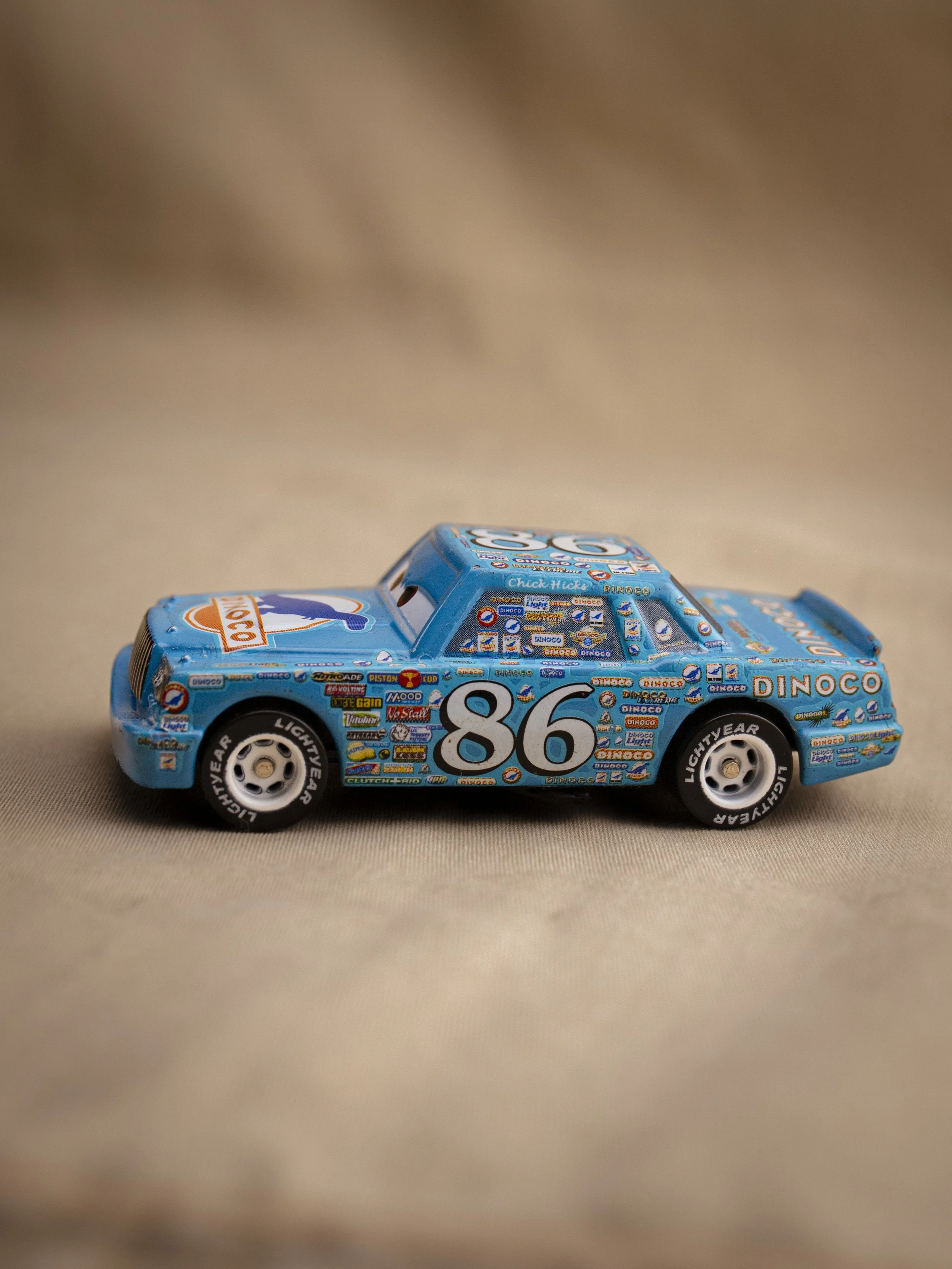 Piston Cup Dinoco Chick Hicks Ultra Rare Variant Full Sponsor Stickers  Sideview