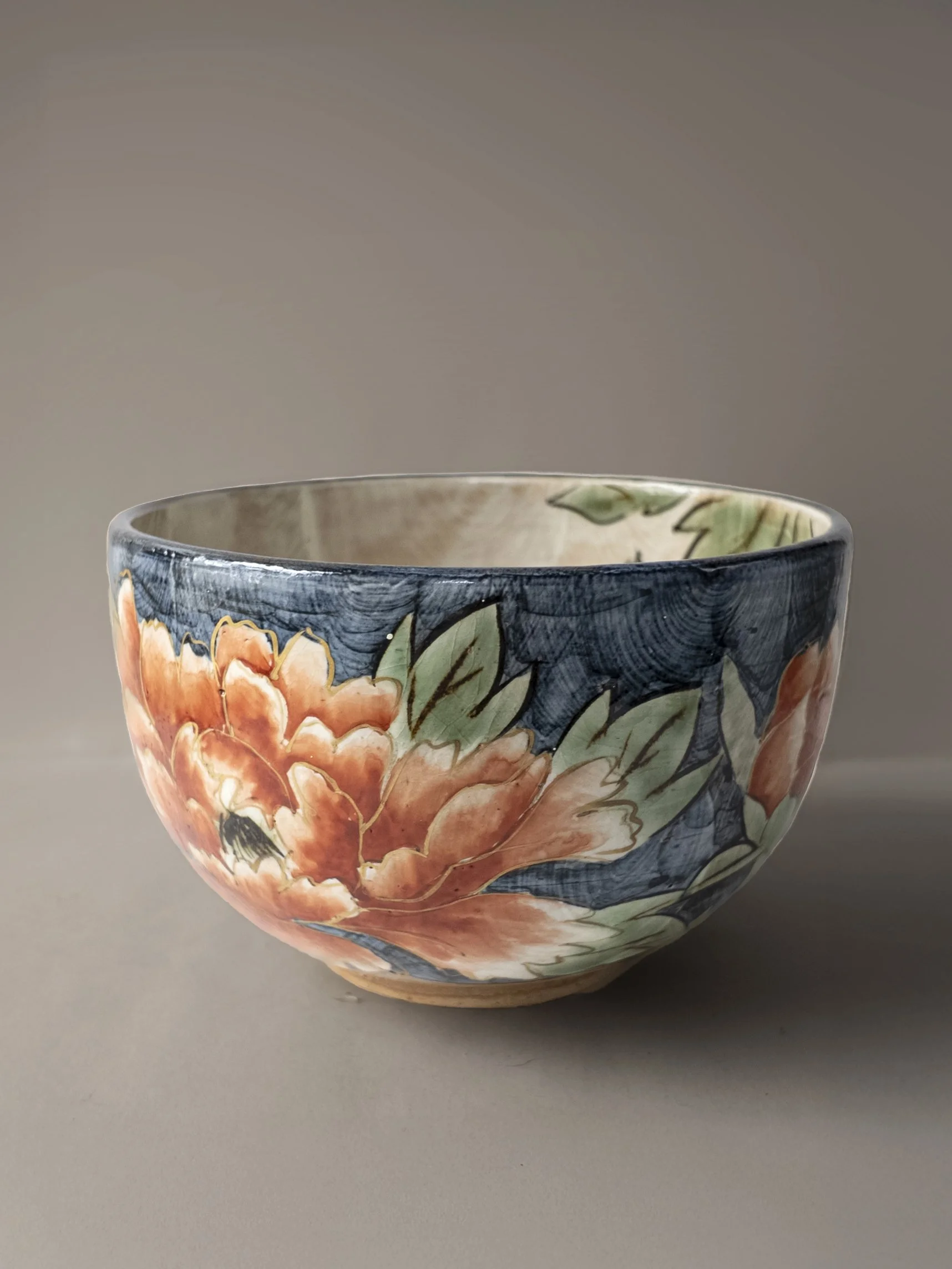 Japanese Kiyomizu-Yaki Pottery - 6" Hand Painted Stoneware Bowl