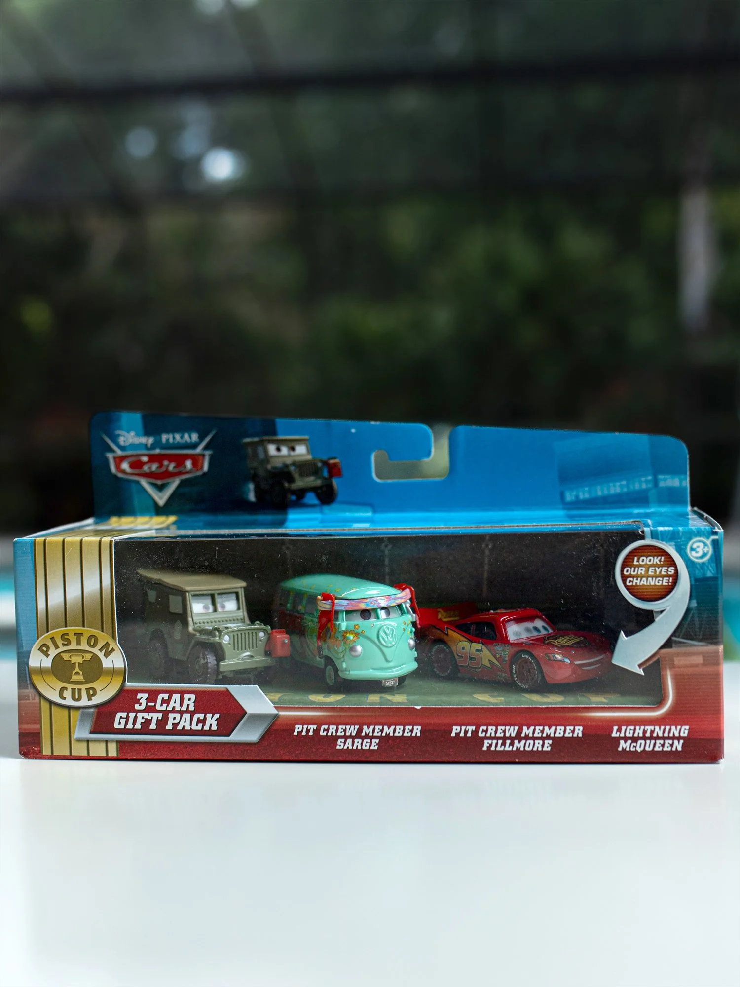 Pit Crew Member Sarge, Pit Crew Member Fillmore & Lightning McQueen 1.jpg