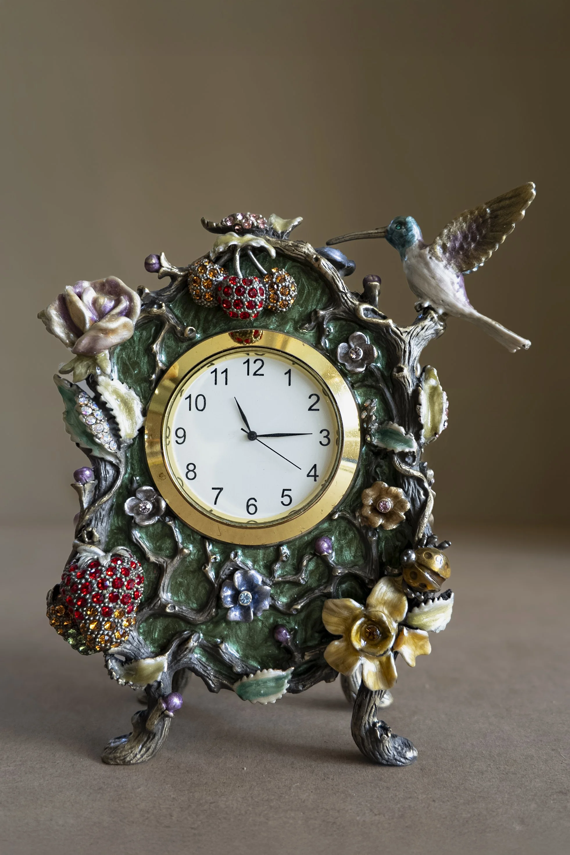 Enamel & Crystal Gwendolyn Table Clock