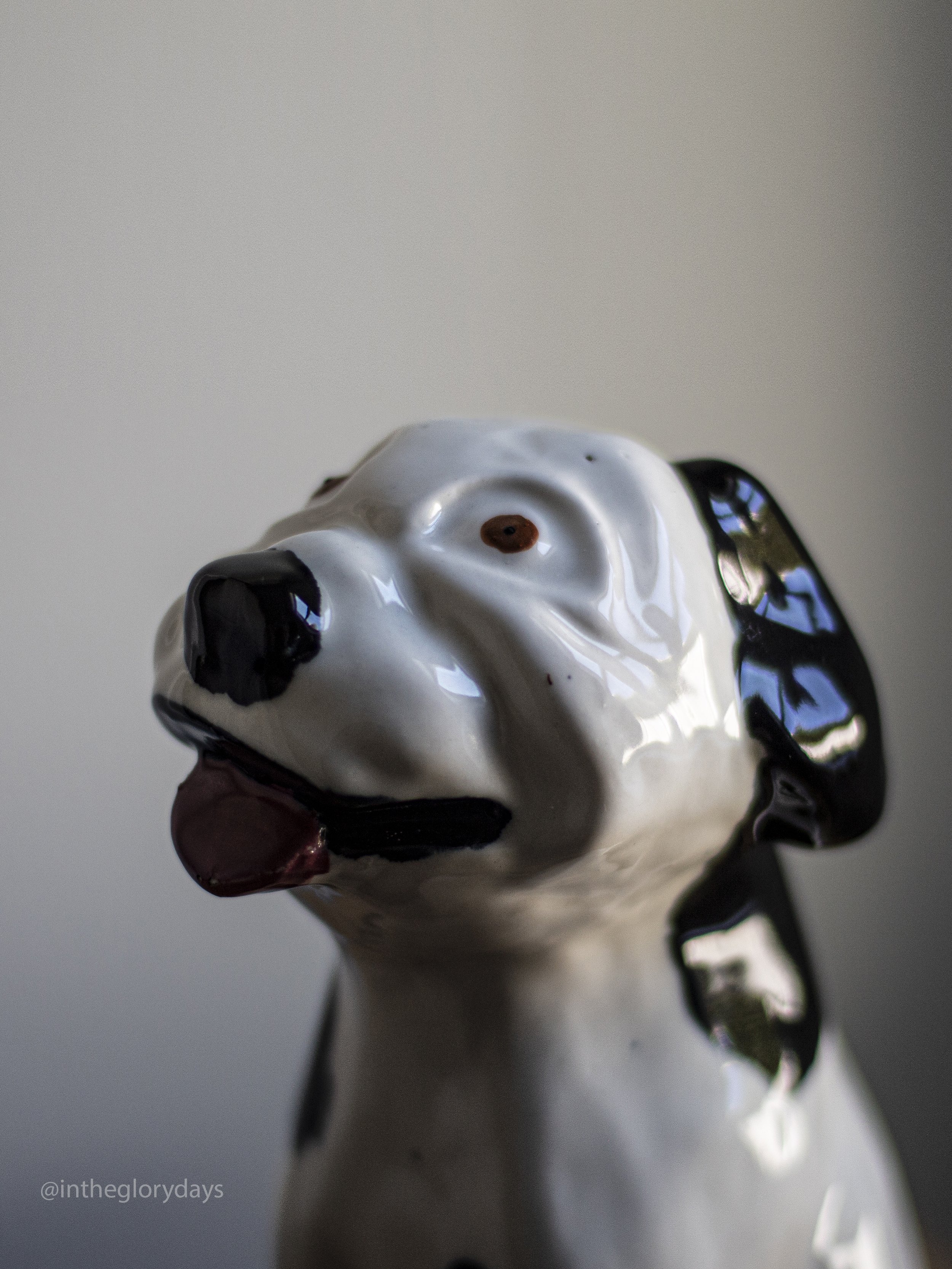 Hand-Painted Dalmatian Dog Figurine Pottery
