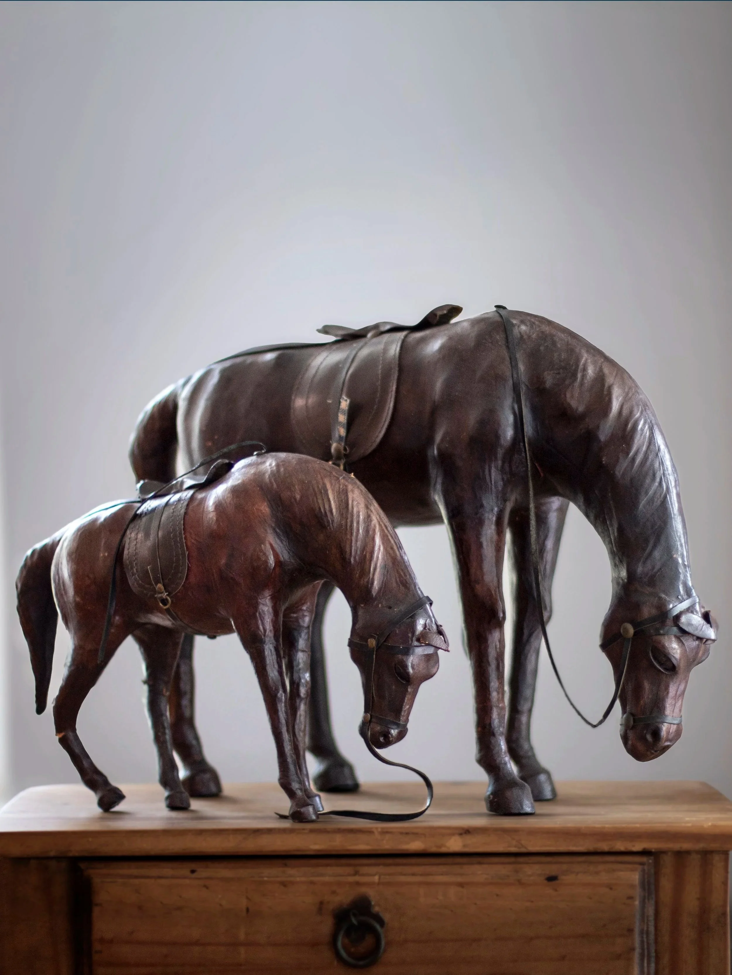 Leather-Wrapped Equestrian Horse Statues