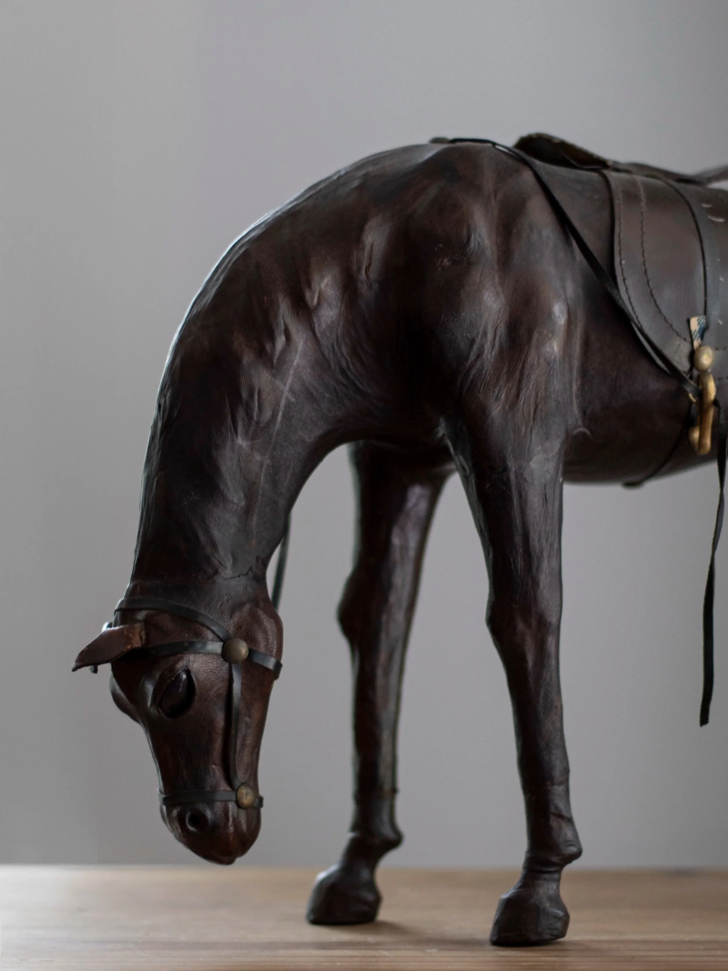 Leather-Wrapped Equestrian Horse 19" Statue
