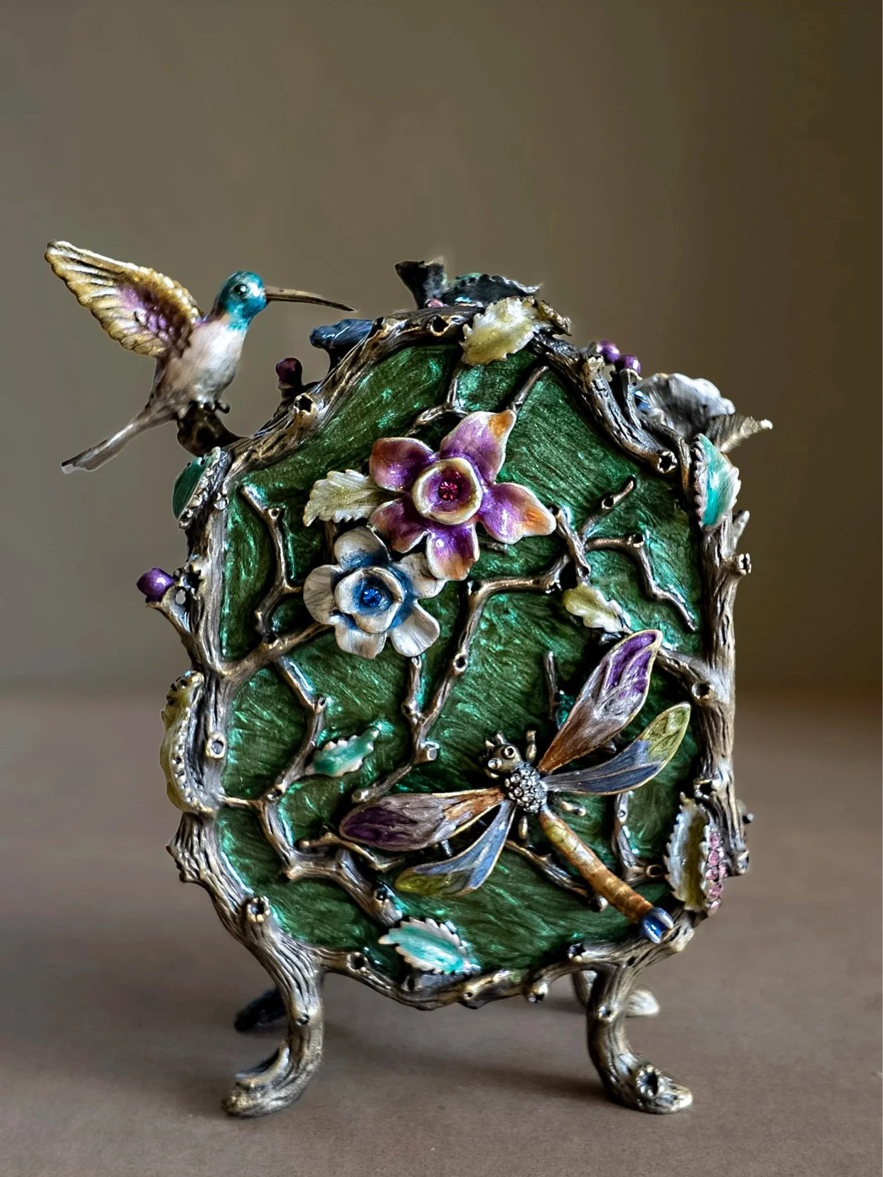 Back of Enamel & Crystal Gwendolyn Table Clock