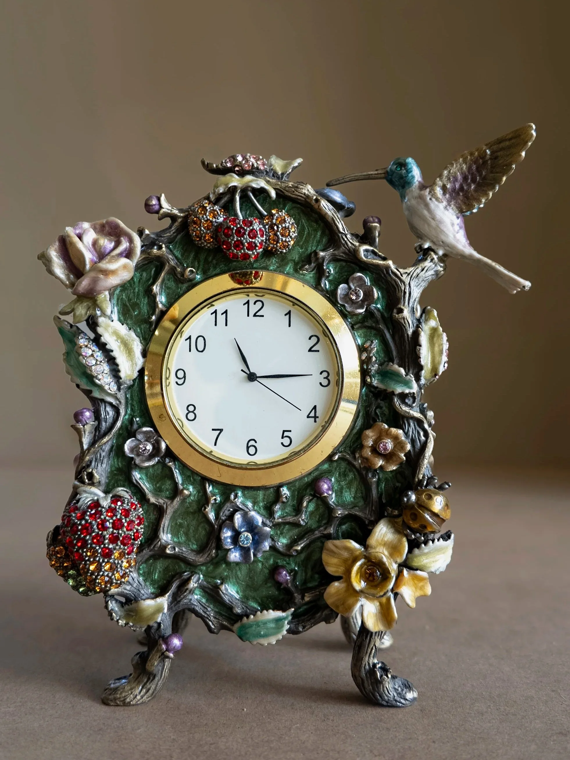 Enamel & Crystal Gwendolyn Table Clock