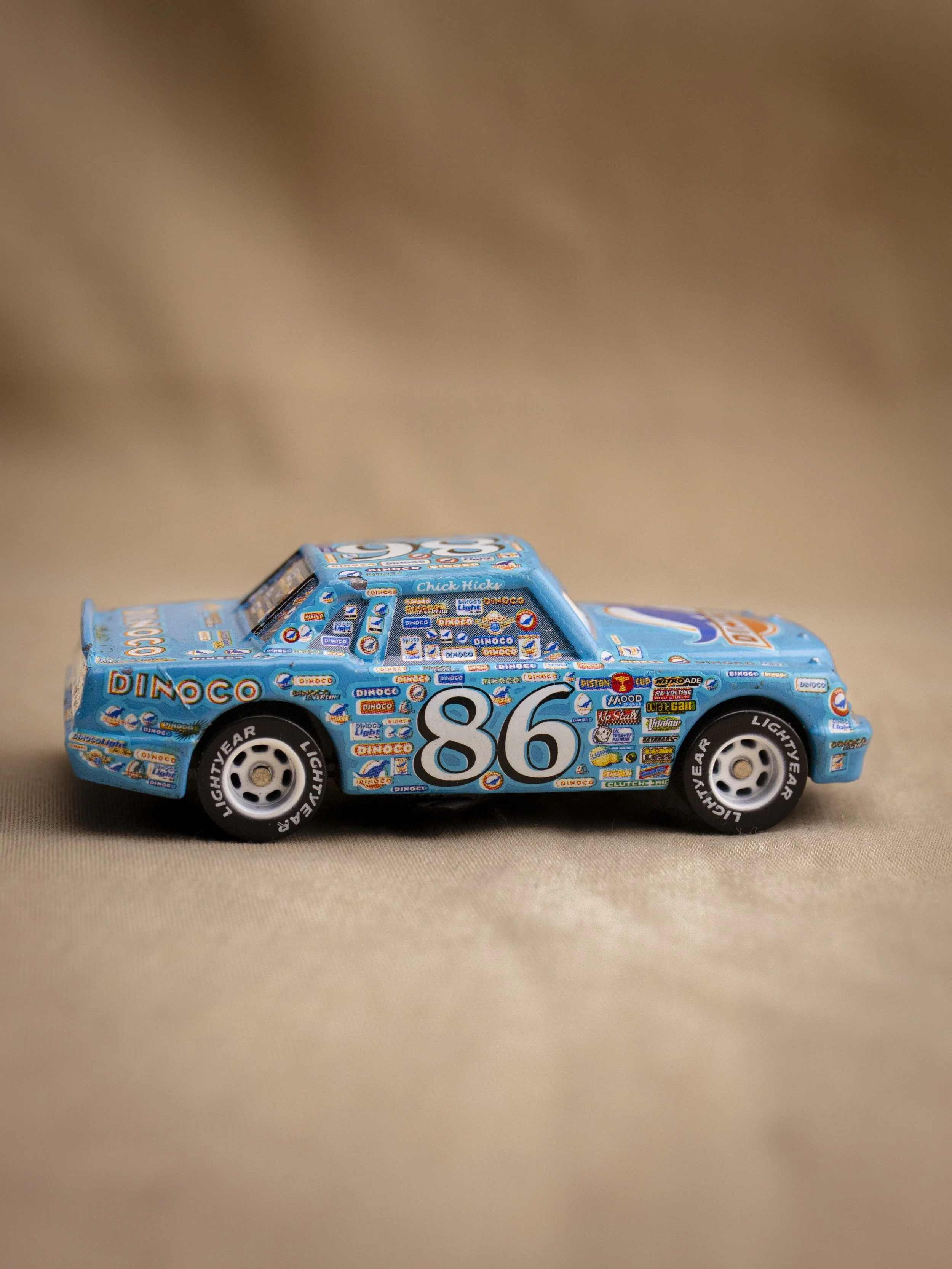 Piston Cup Dinoco Chick Hicks Ultra Rare Variant Full Sponsor Stickers  Sideview