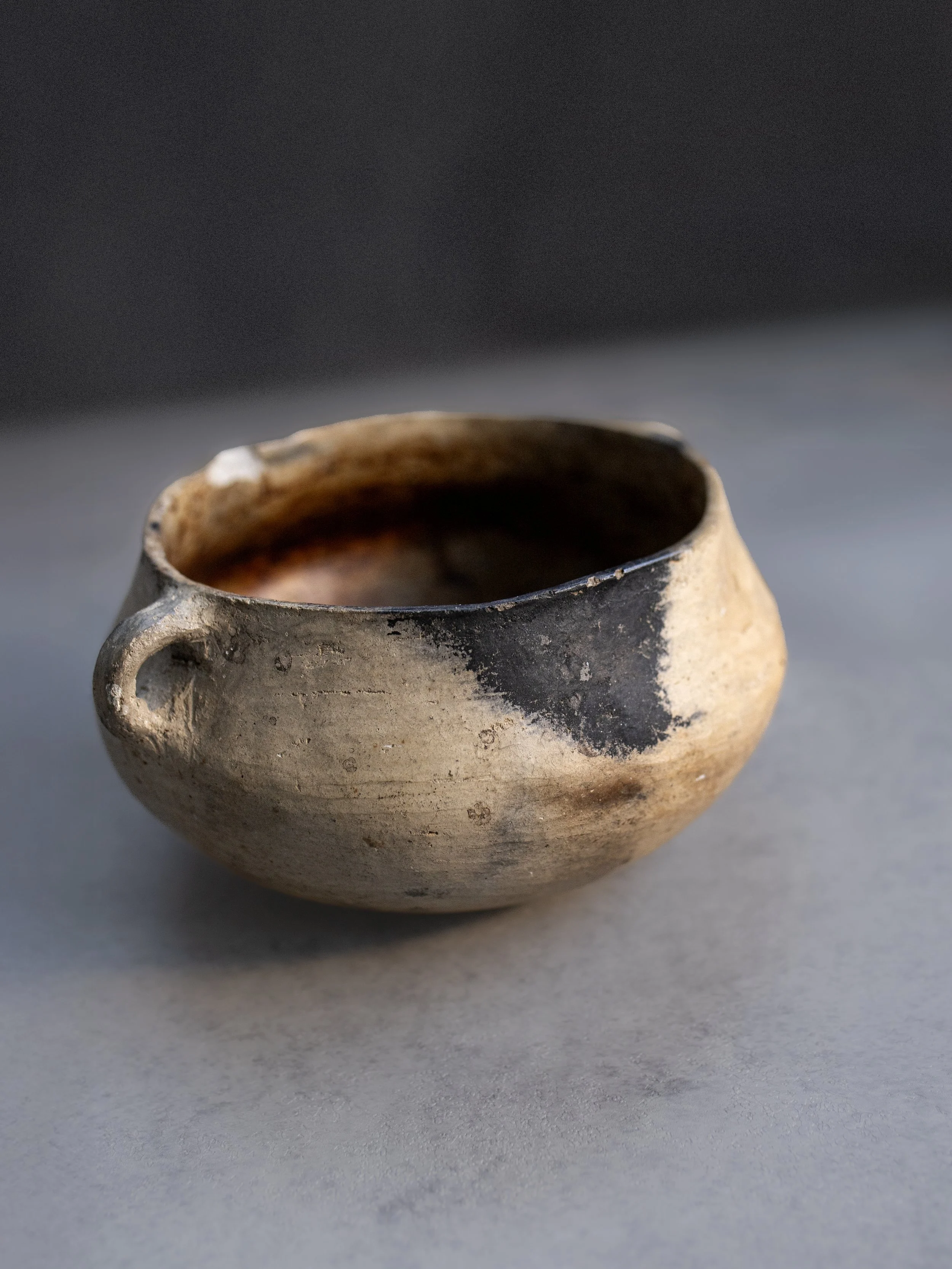 Primitive Revival Smoke-Fired Studio Pottery Vessel