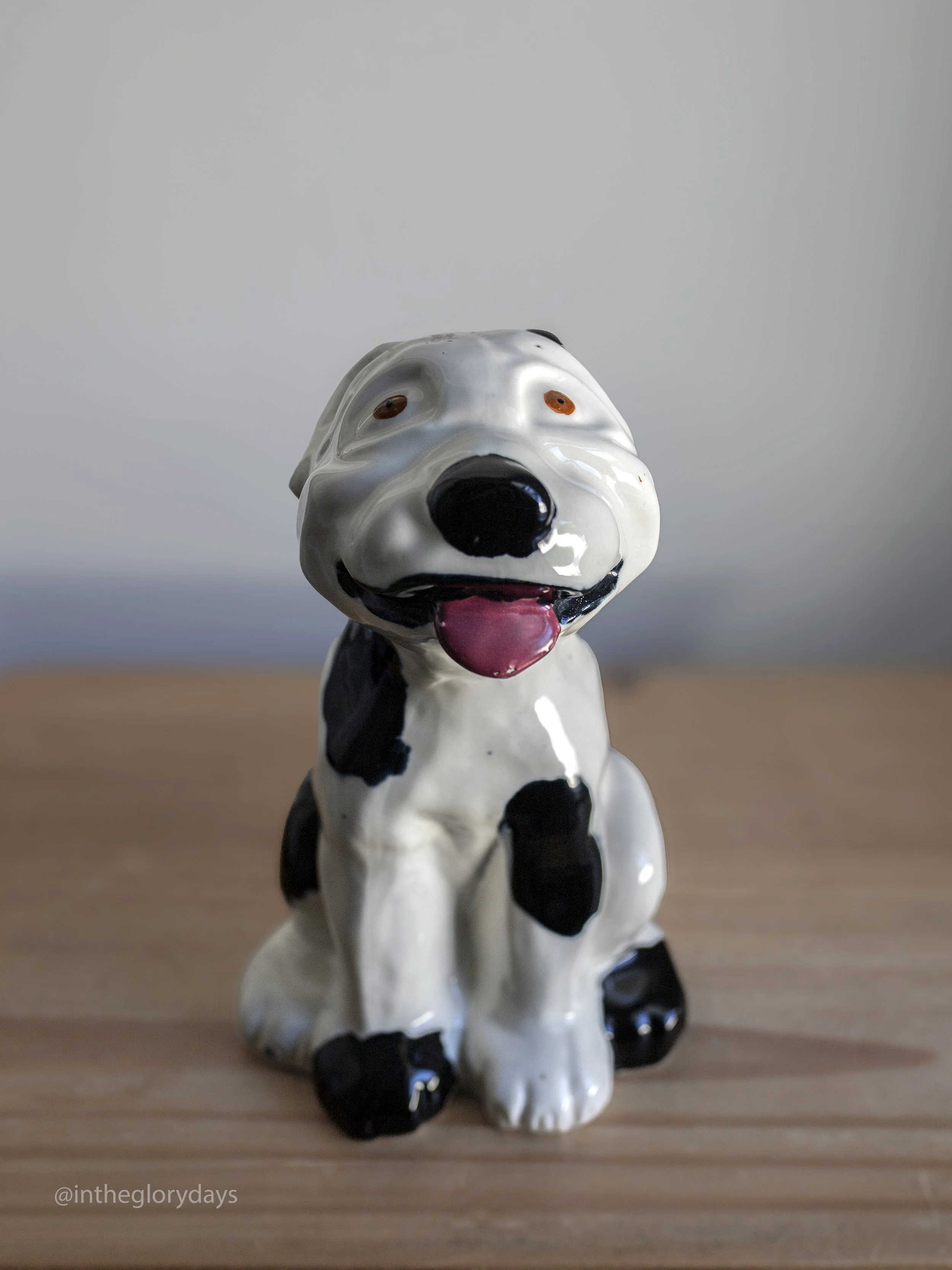 Hand-Painted Dalmatian Dog Figurine Pottery