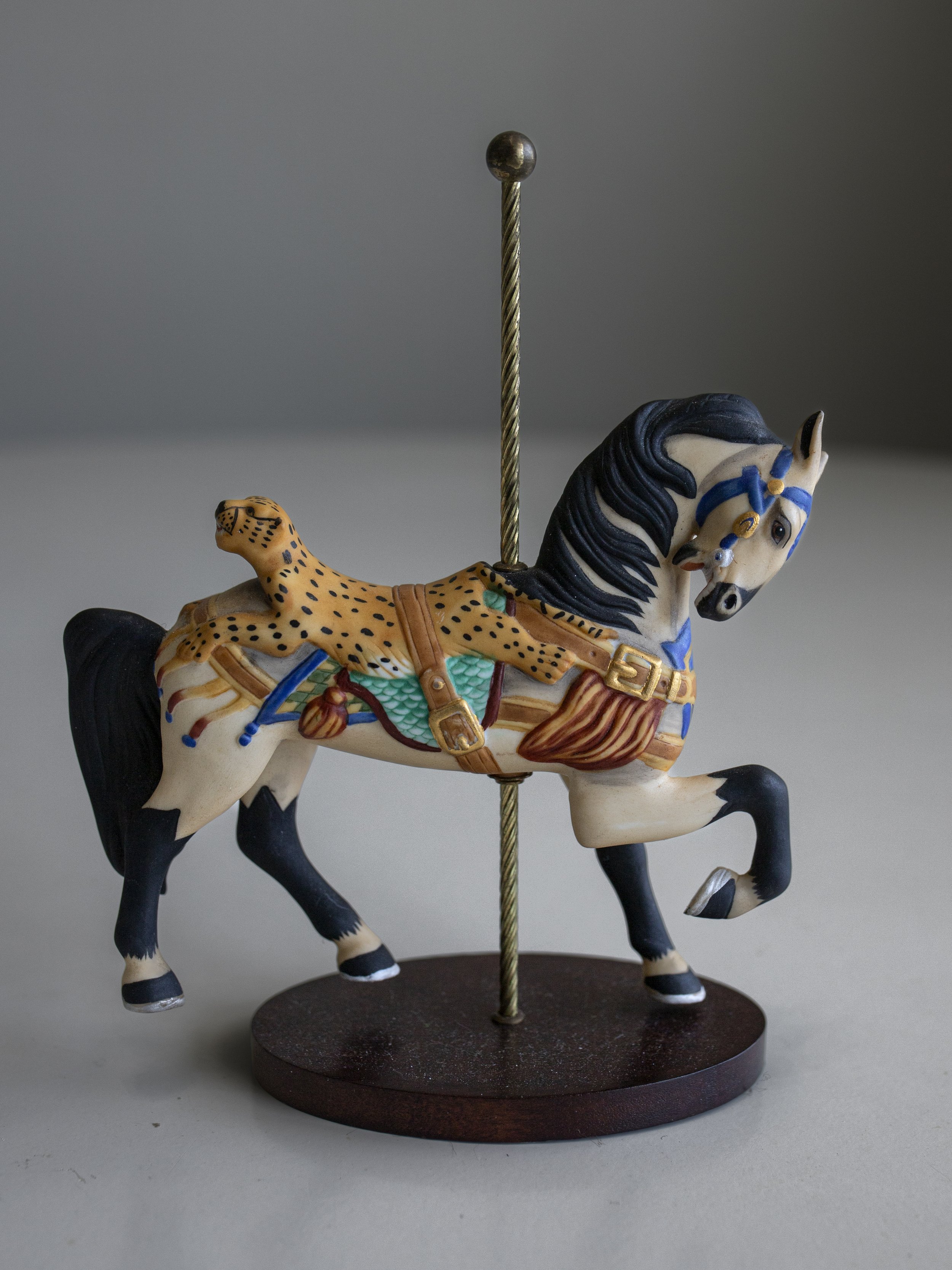 Franklin Mint Treasury of the Carousel Art 1988 Leopard Saddle Horse
