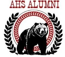AHS Alumni logo featuring a grizzly bear with text "AHS Alumni Est 1894 All Class Reunion Grizz Fest."