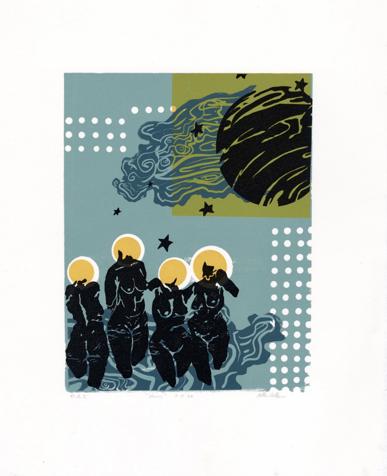 "Venus"
11x14 inches
4 Layer Screenprint on BFK Paper