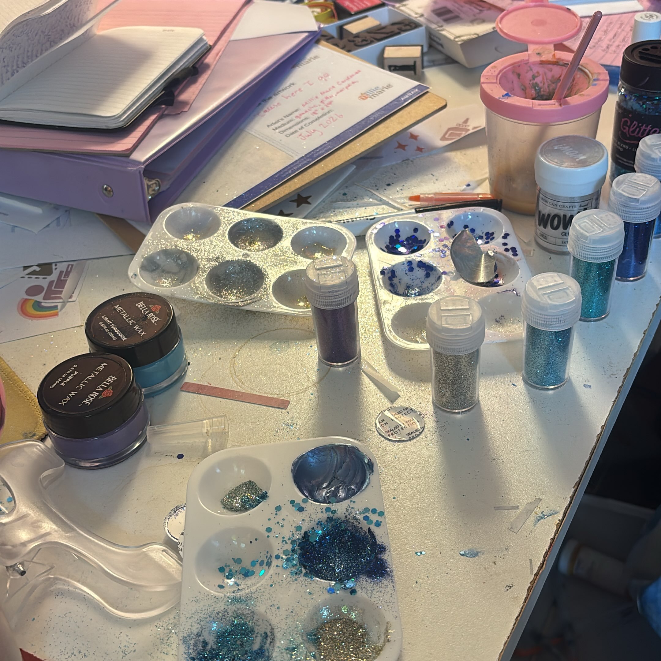 When you have a day job, so you wake up early to work on your art and stay up late to also work on your art