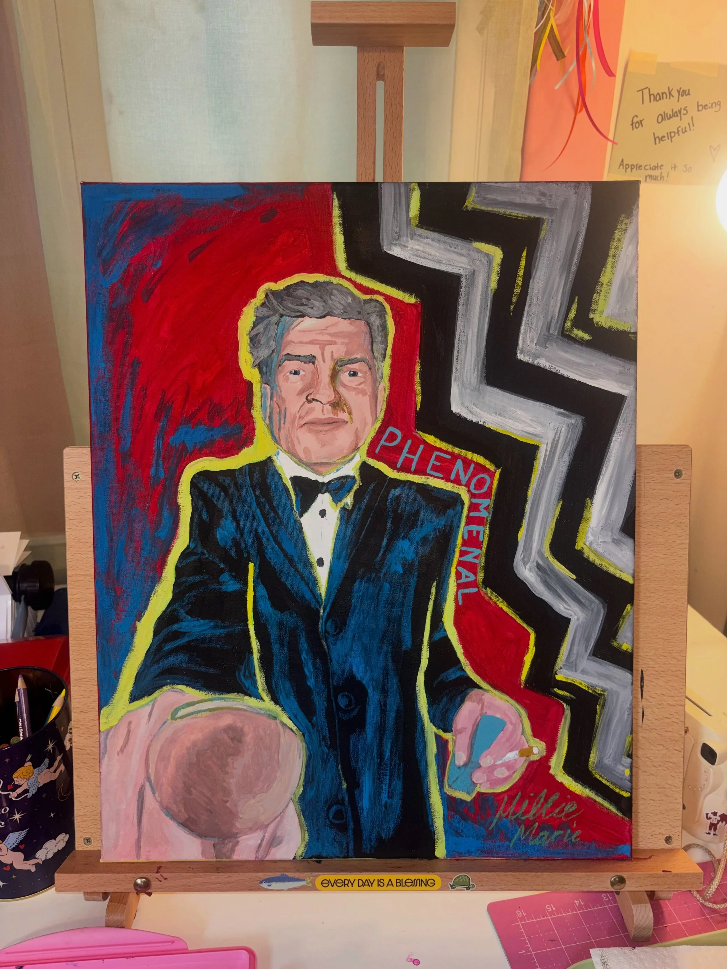I&rsquo;m not someone who always does commissions, but this was a commission. 

David Lynch speaks to me and not in that I&rsquo;m a huge fan, but that he has always been around in my life. 

A showing of Eraserhead followed up with Casablanca in the
