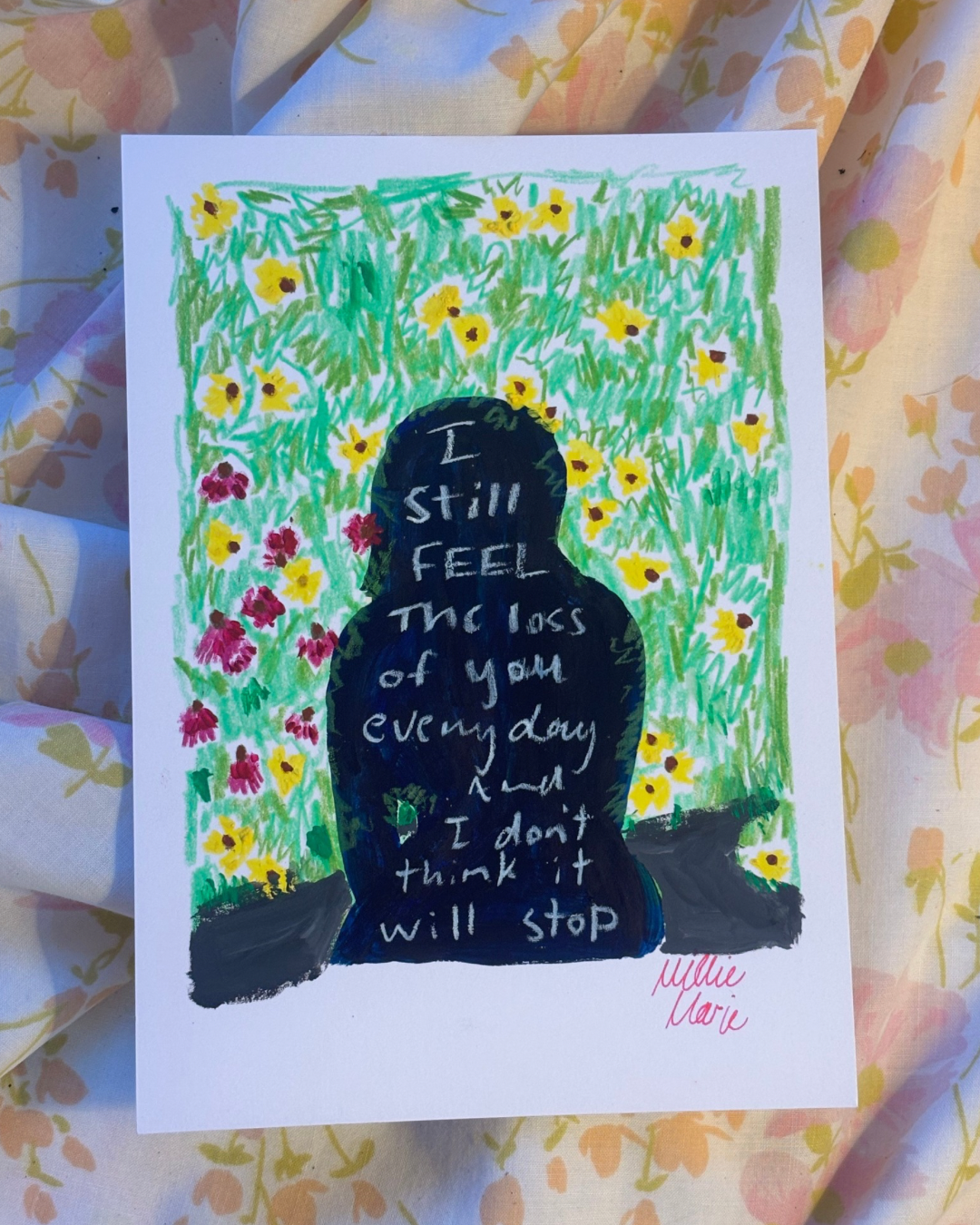 "Where'd the time go?" /
July 2026 / 
Materials: Gouache, colored pencil