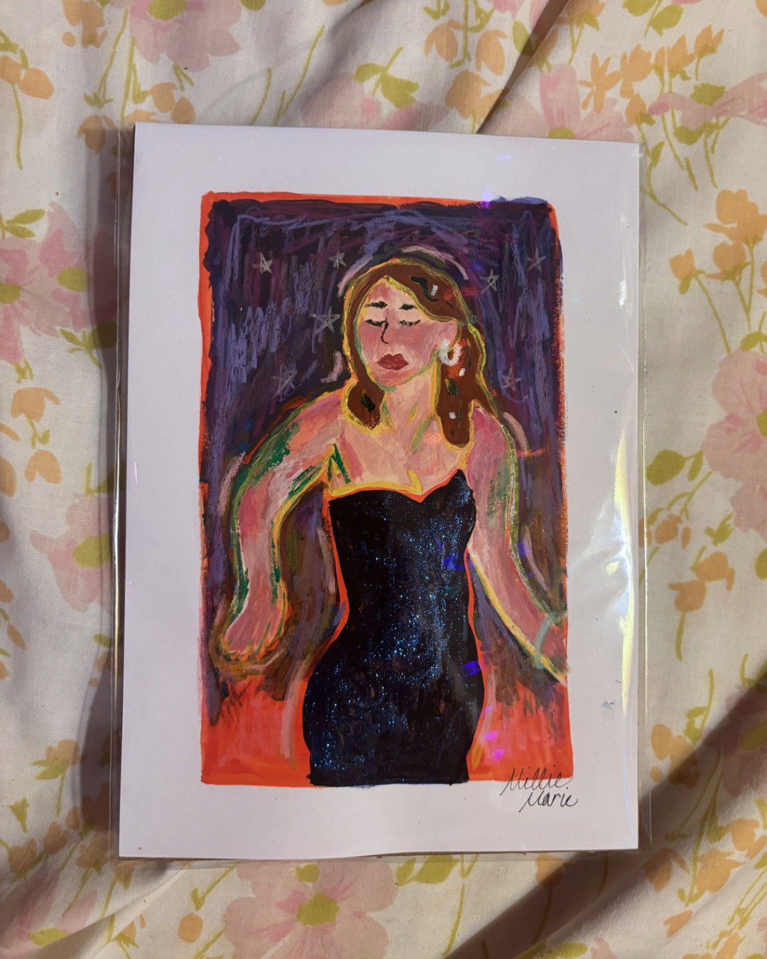 "A Movement Study" /
July 2026 / 
Materials: Gouache, glitter, colored pencil