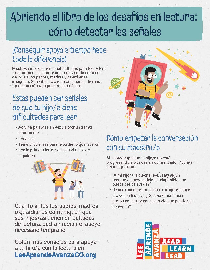 imagen de un gráfico para redes sociales con el encabezado que dice: Abriendo el libro de los desafíos en la lectura: cómo detectar las señales