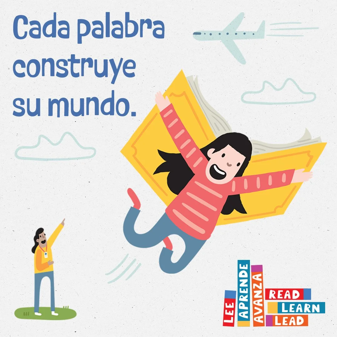 imagen de un gráfico para redes sociales con el encabezado que dice: Cada palabra construye su mundo.