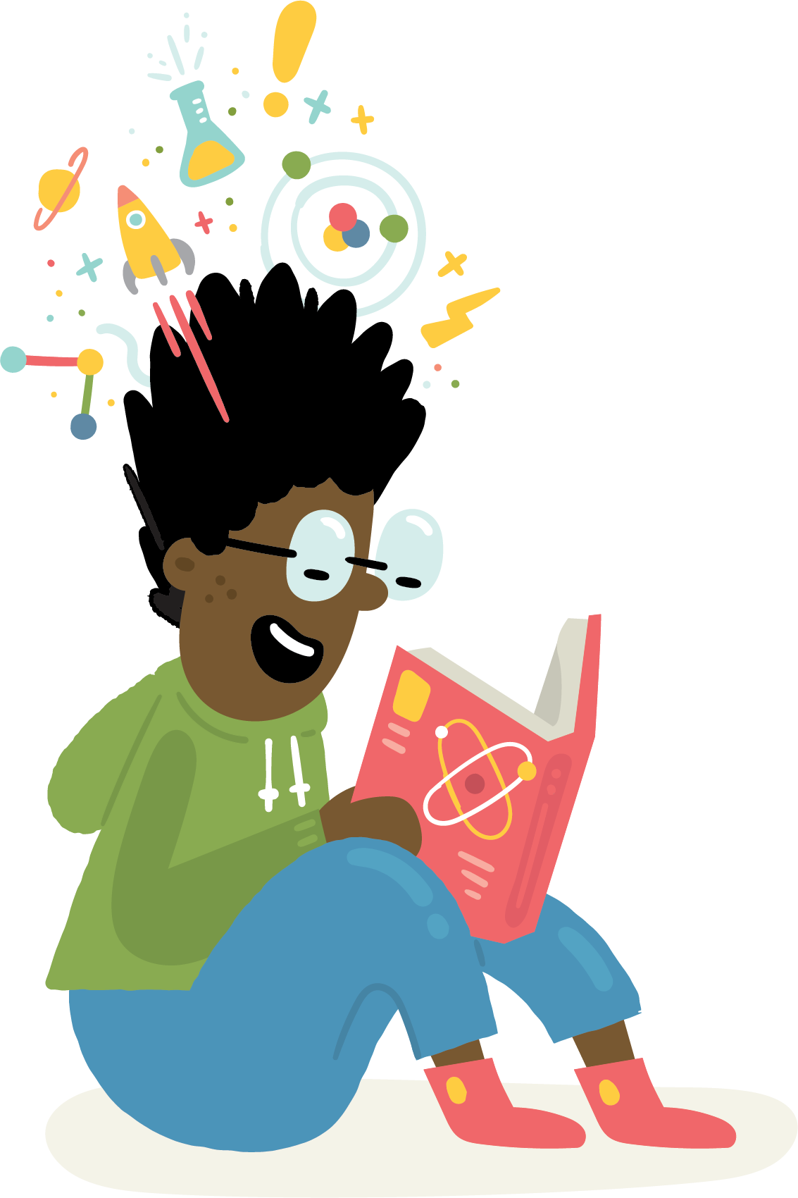 Illustration of boy reading a book