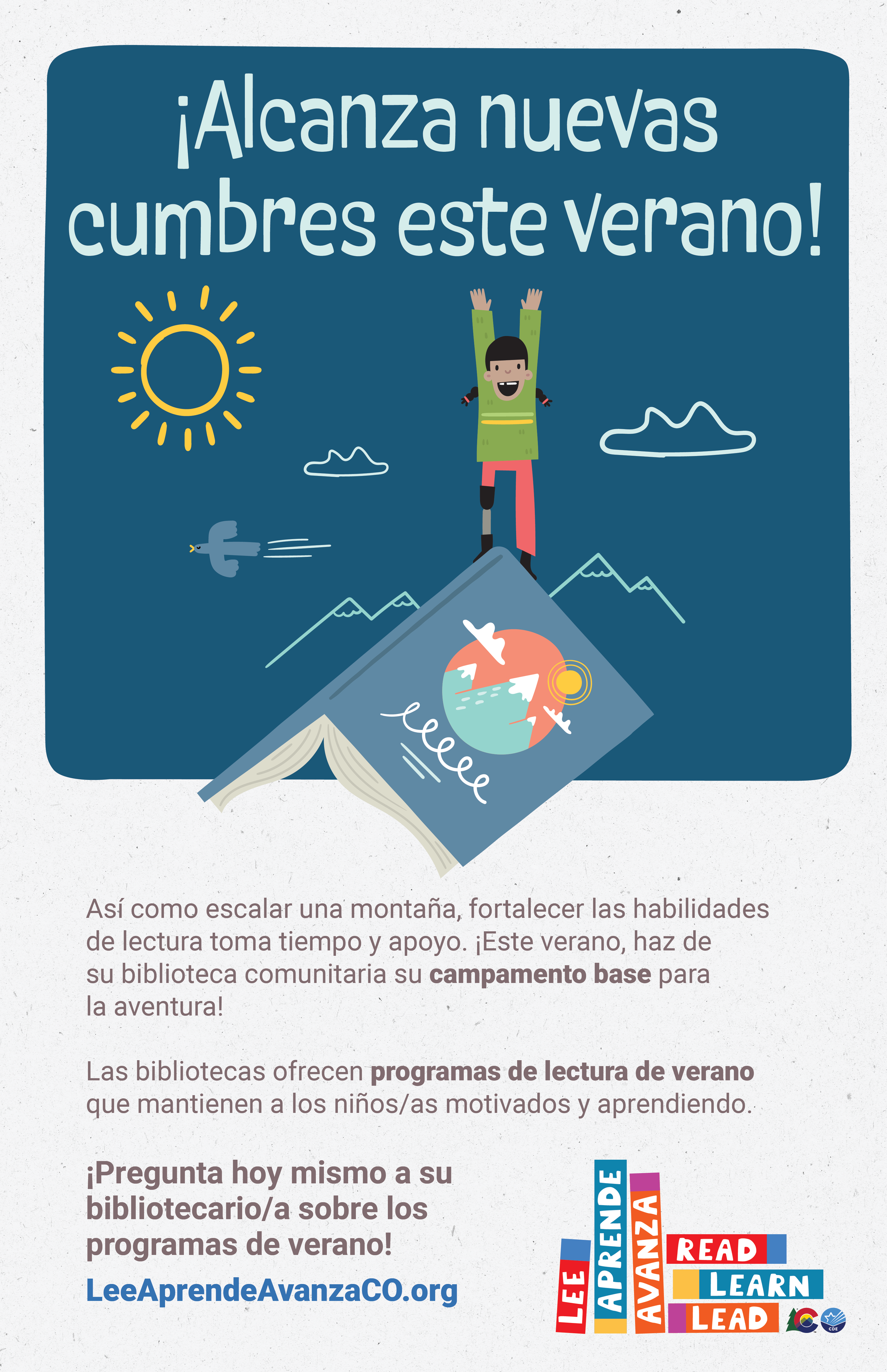 imagen de un póster con el encabezado que dice: ¡Alcanza nuevas cumbras este verano!