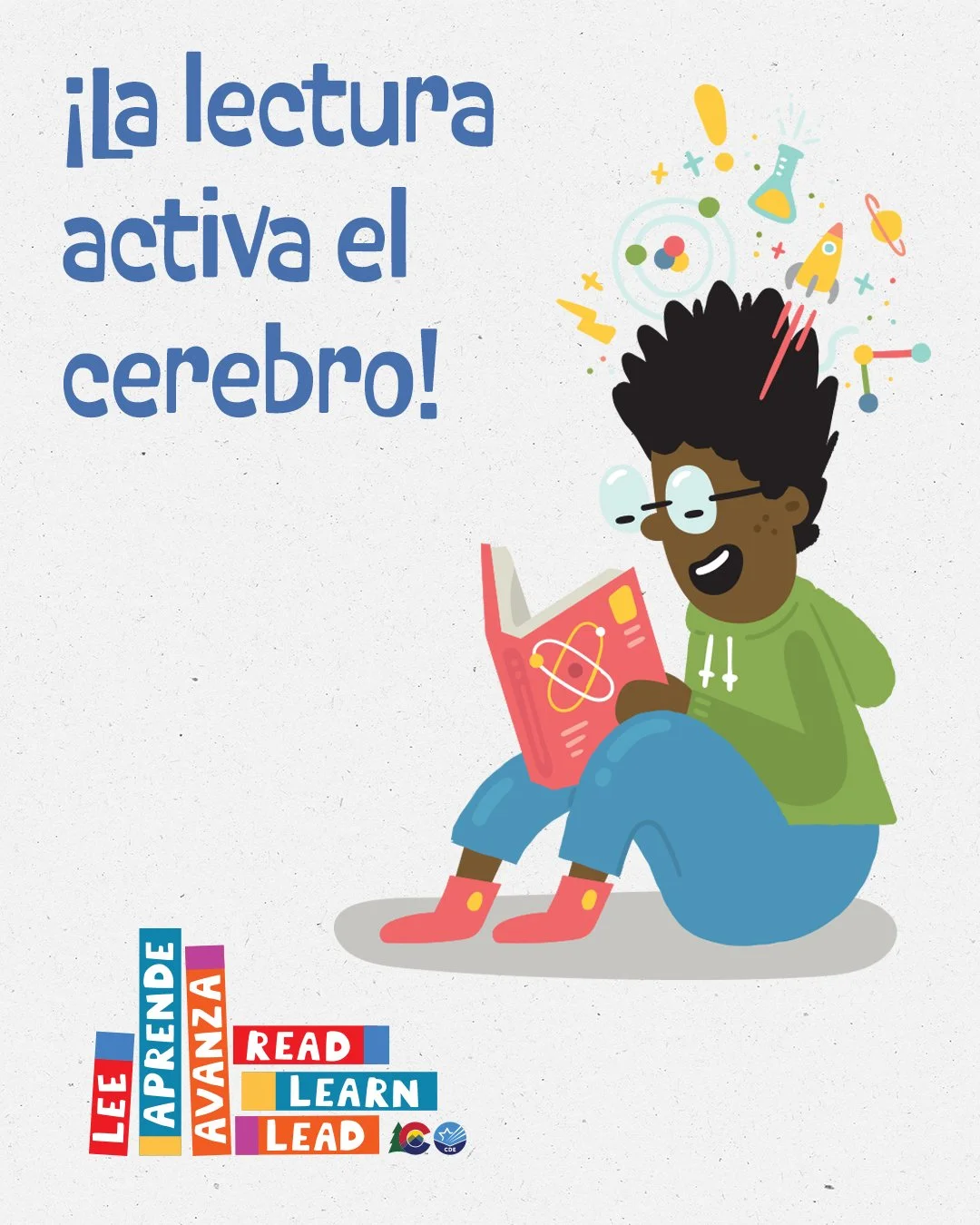 imagen de un gráfico para redes sociales con el encabezado que dice:¡La lectura activa el cerebro!