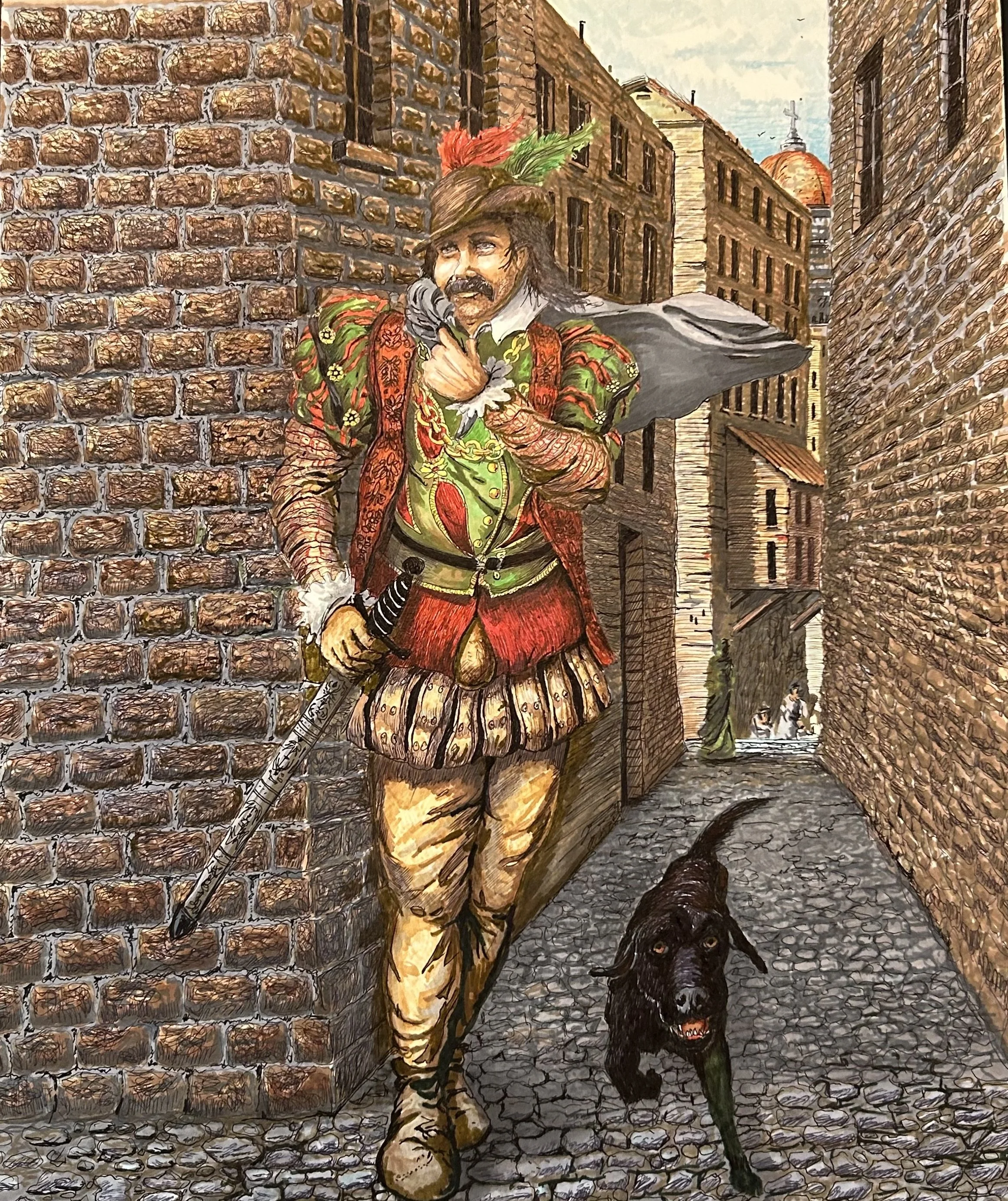 "Italian Nobleman" - CP/Ink - 20x25