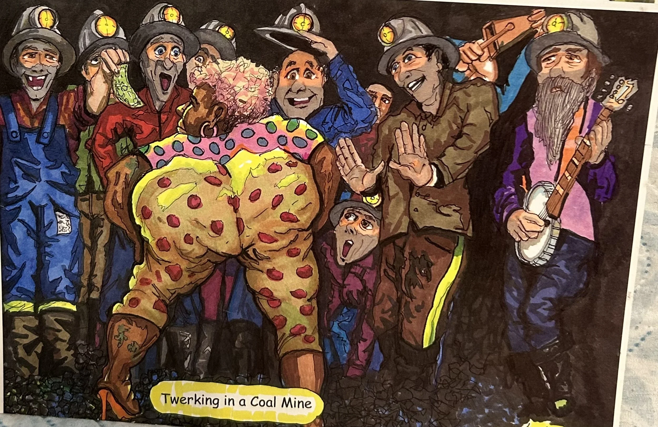 "Twerking in a Coal Mine" - Prisma Markers/Ink - 8 1/2x11