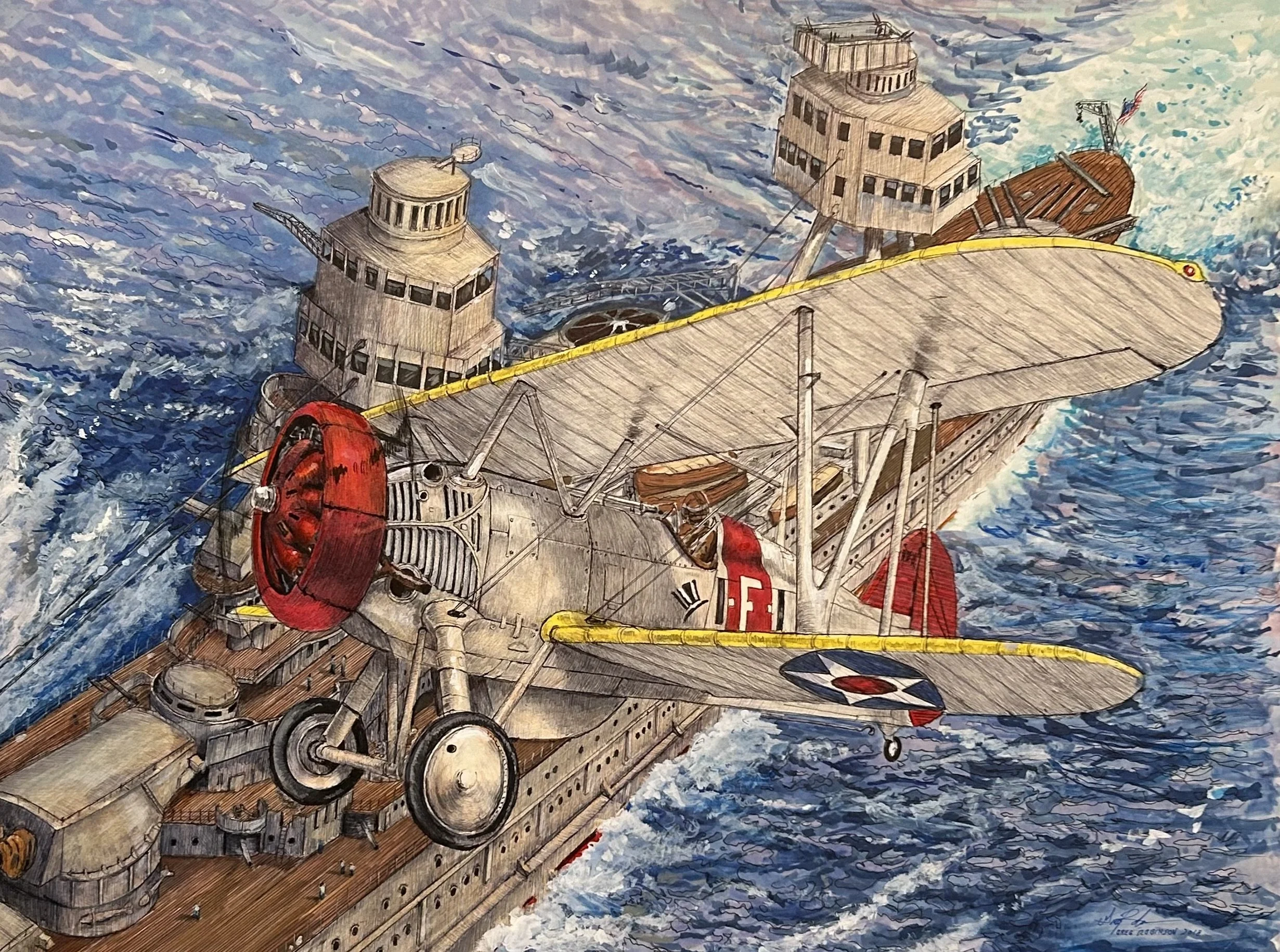 "F4B-4 Flyover U.S.S. Arizona" ACR/CP/Pen - 25x20